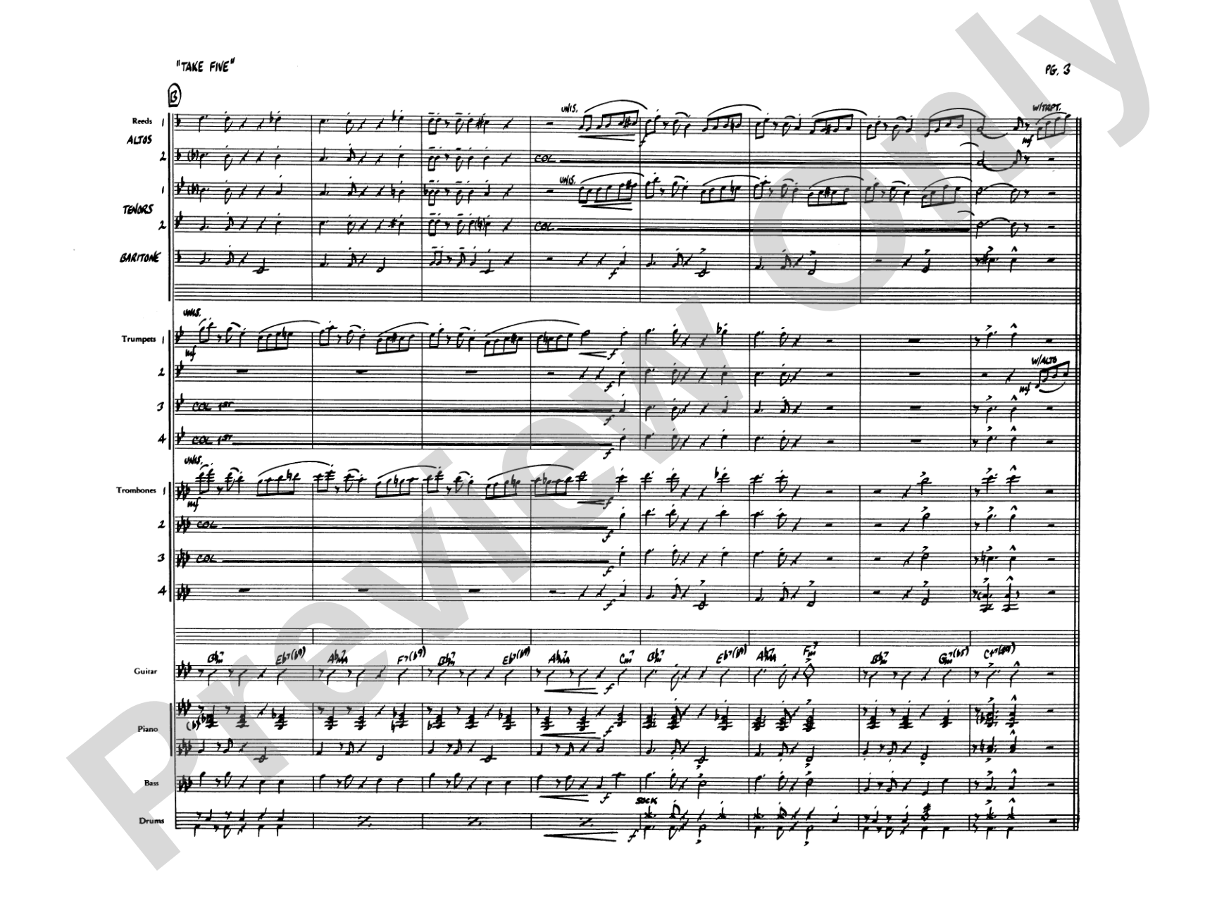 Take Five: Jazz Ensemble Conductor Score & Parts