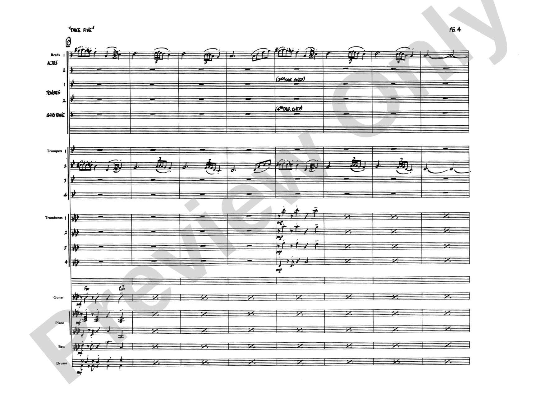 Take Five: Jazz Ensemble Conductor Score & Parts