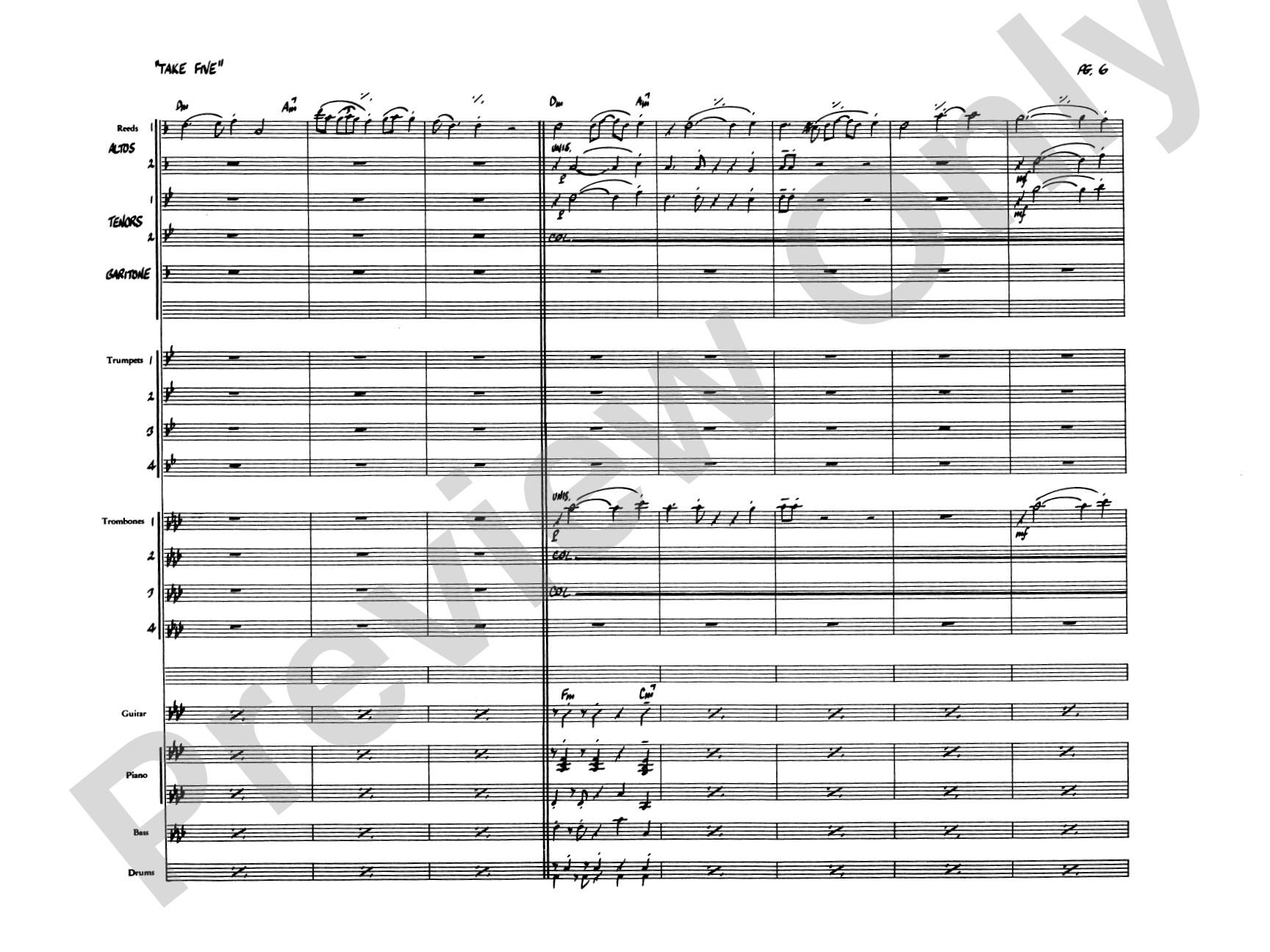 Take Five: Jazz Ensemble Conductor Score & Parts