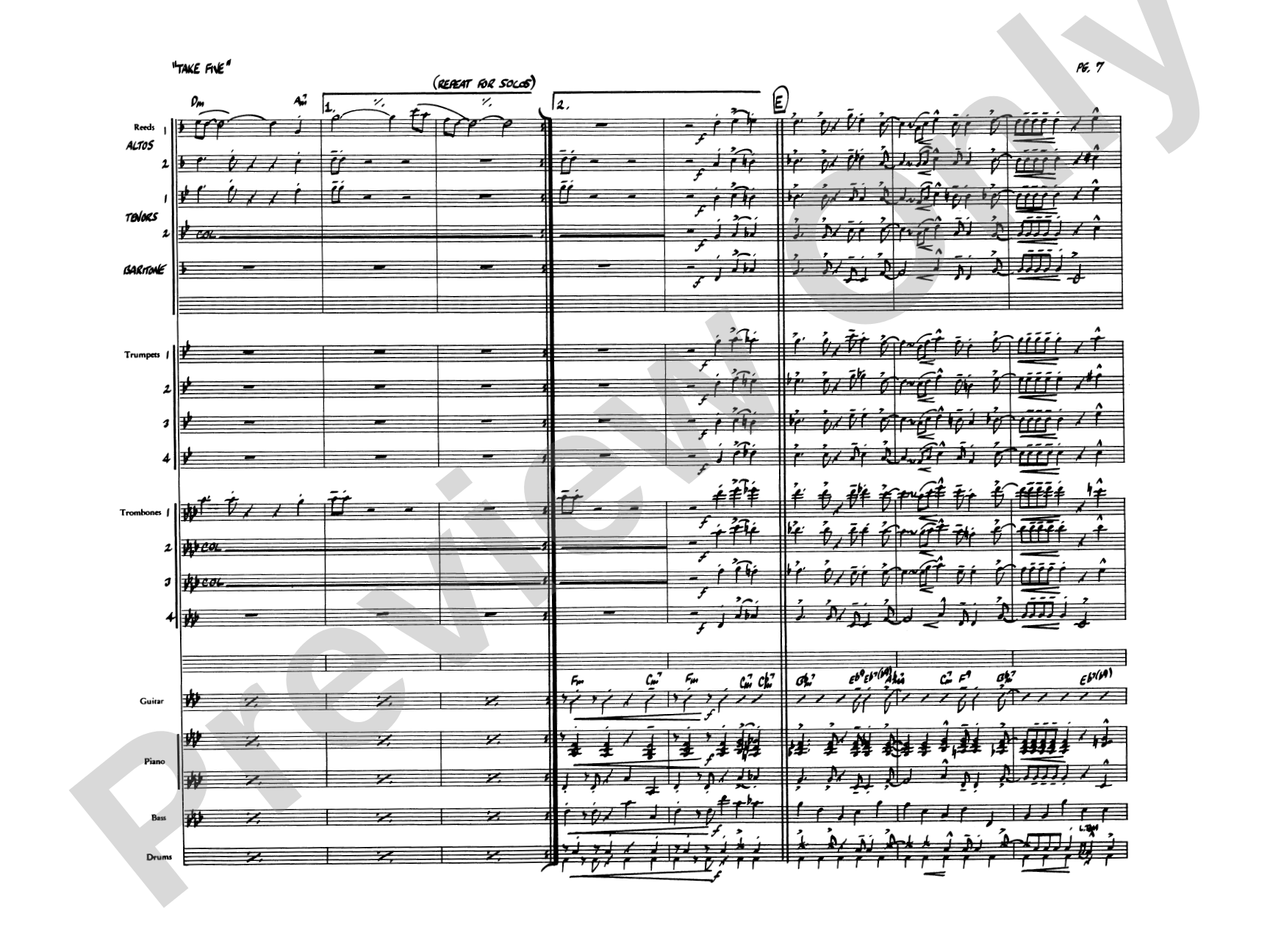 Take Five: Jazz Ensemble Conductor Score & Parts