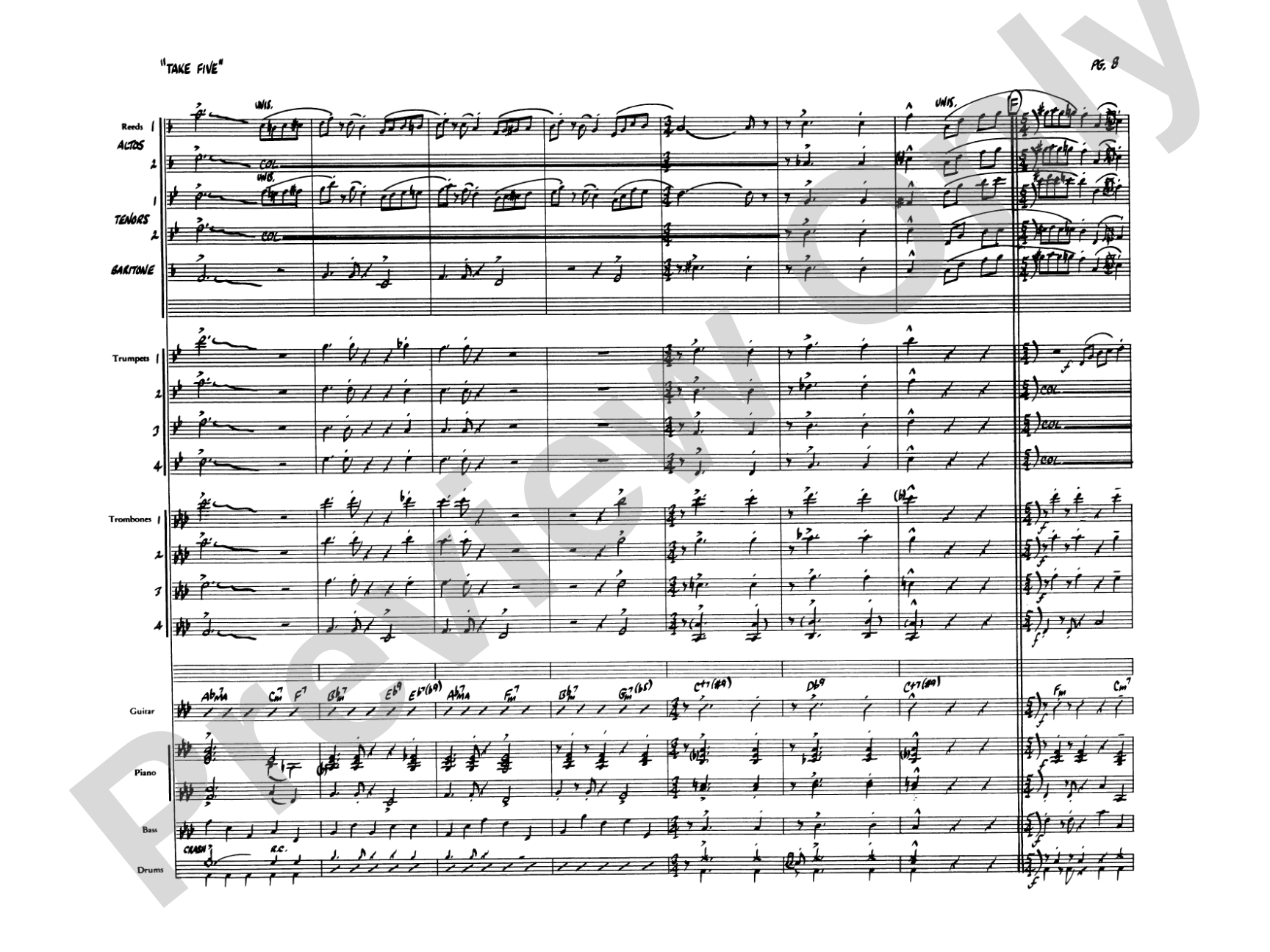Take Five: Jazz Ensemble Conductor Score & Parts