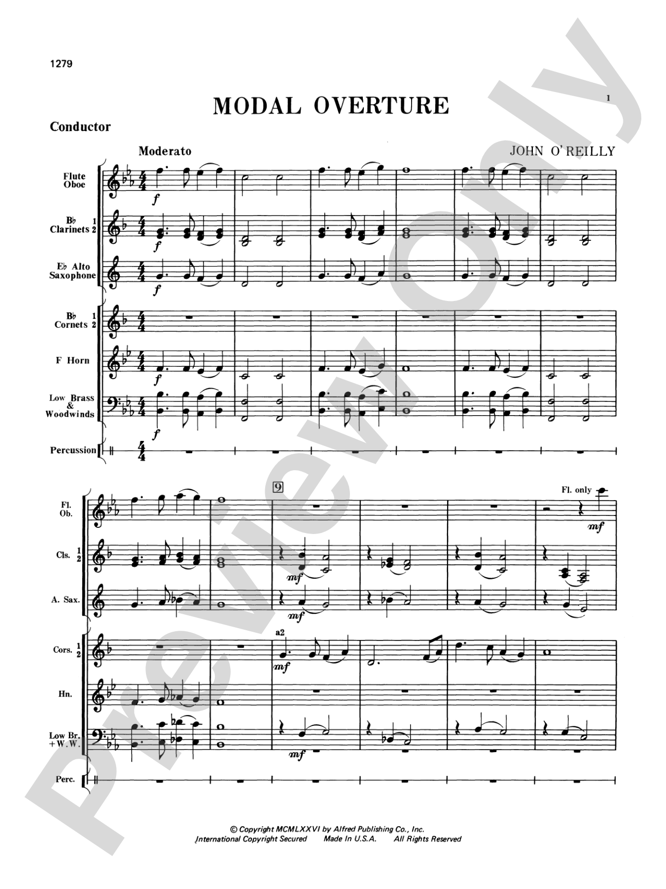 Modal Overture: Concert Band Conductor Score & Parts
