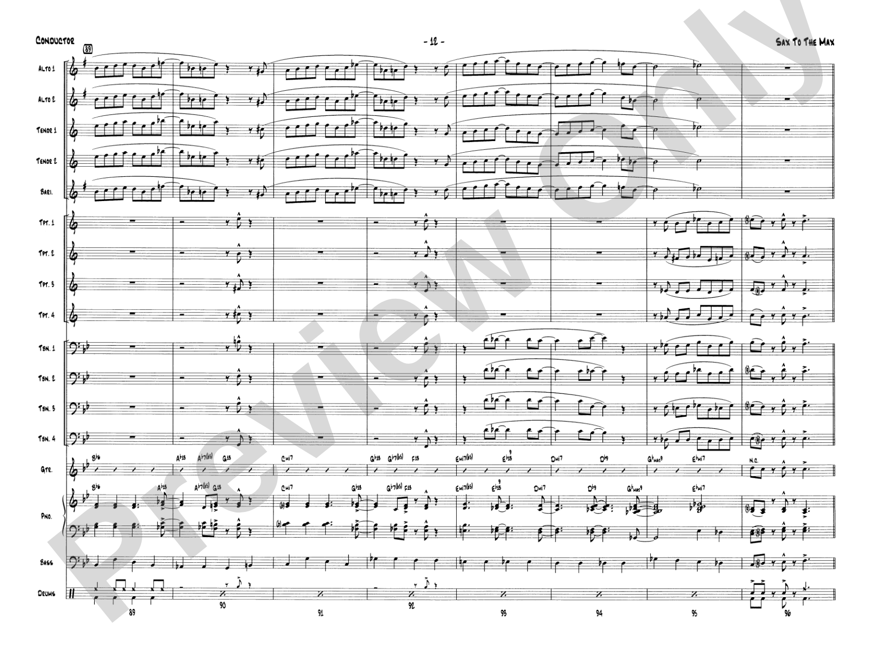 Sax to the Max: Jazz Ensemble Conductor Score & Parts
