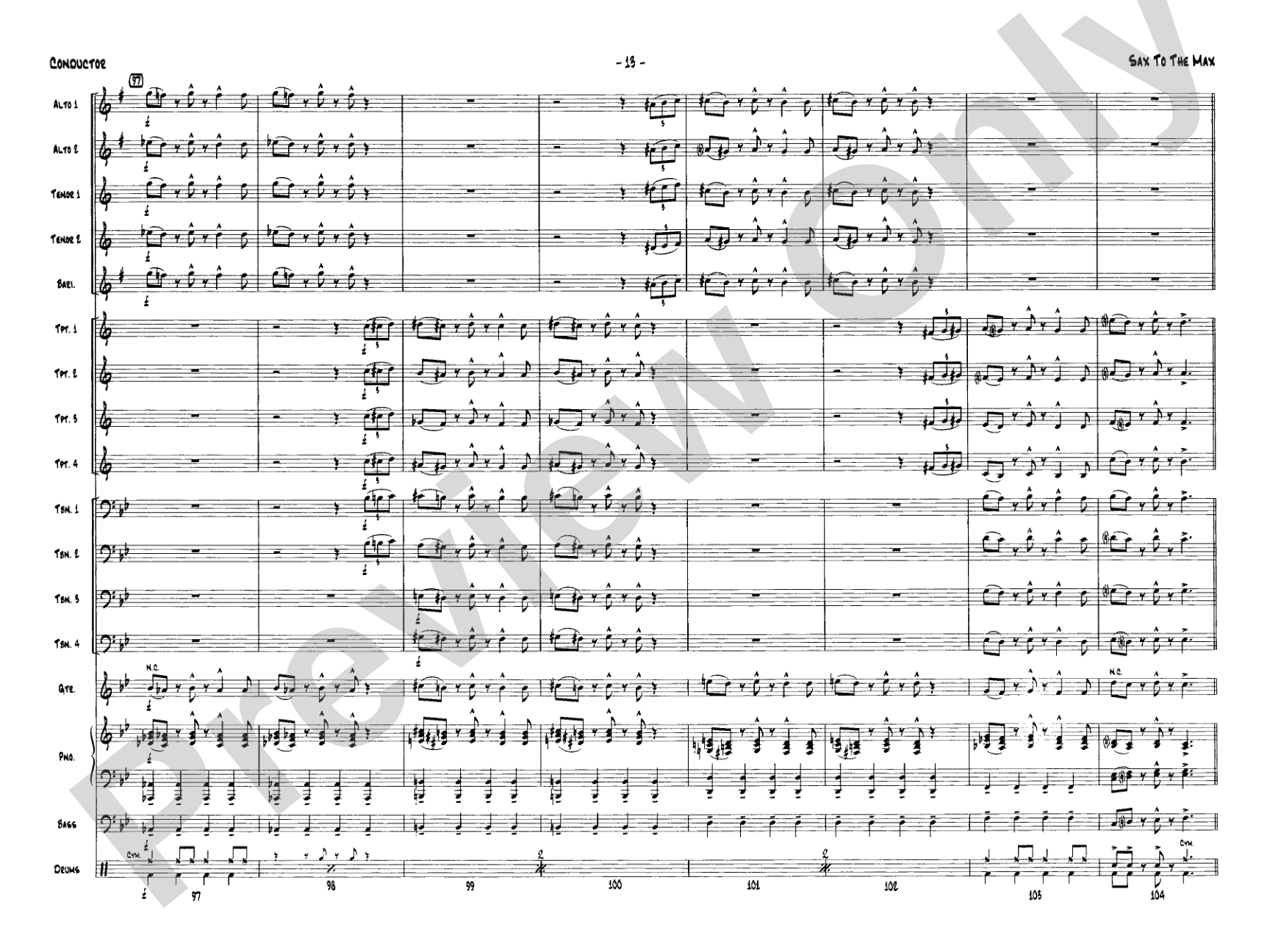 Sax to the Max: Jazz Ensemble Conductor Score & Parts