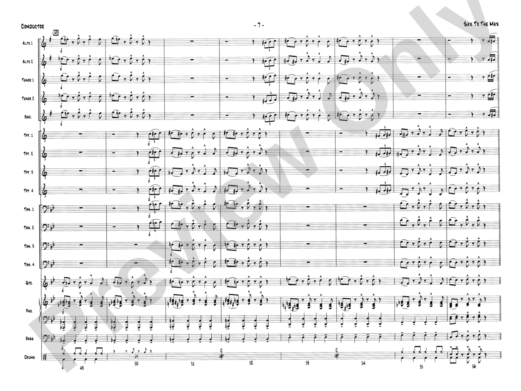 Sax to the Max: Jazz Ensemble Conductor Score & Parts