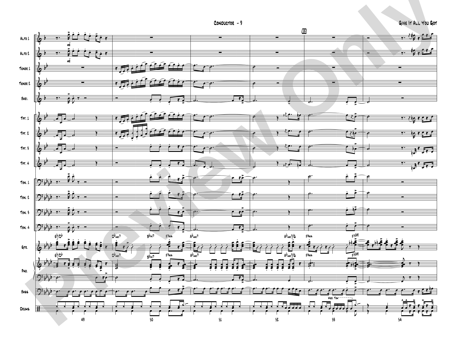Give It All You Got: Jazz Ensemble Conductor Score & Parts