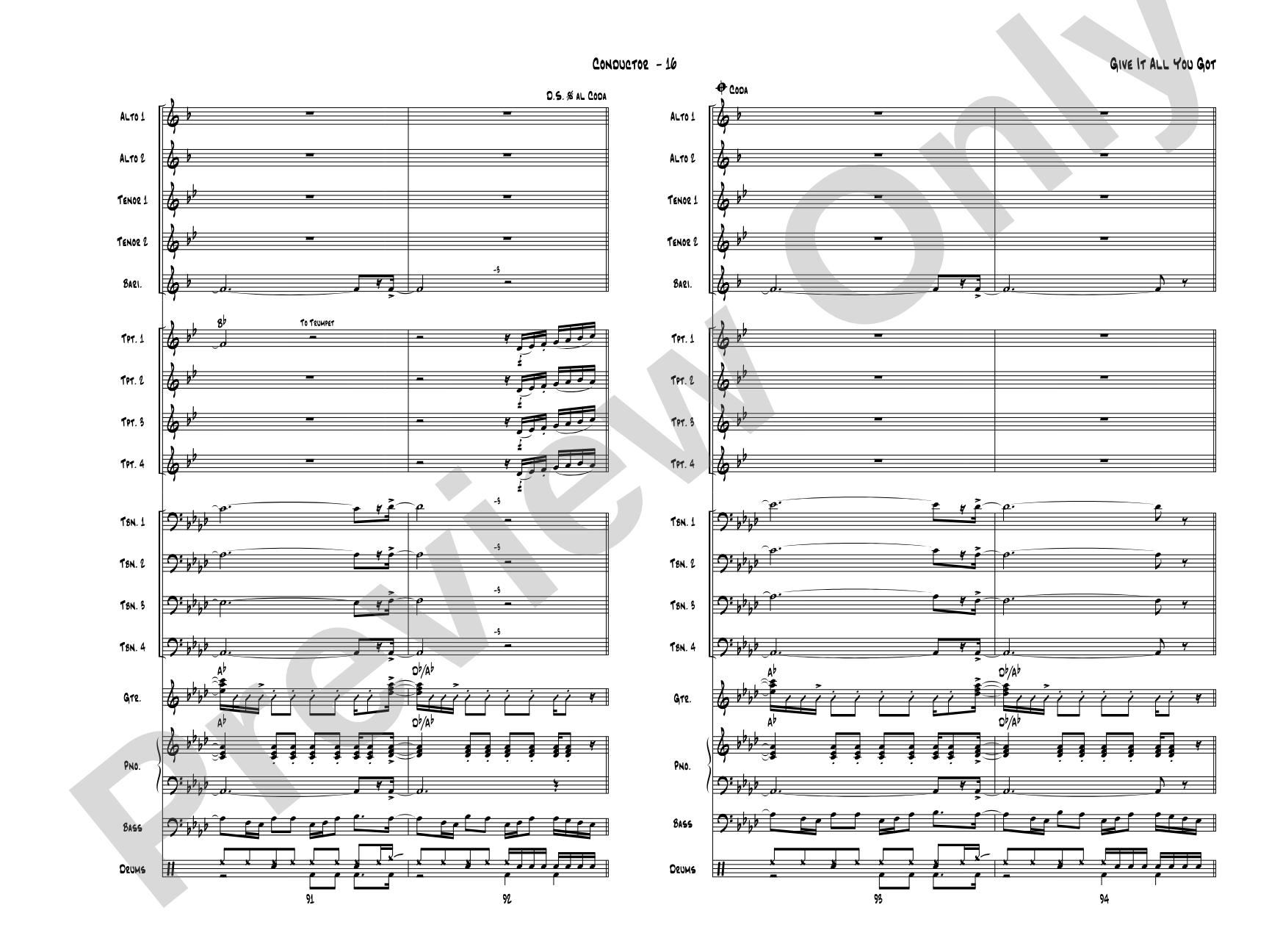 Give It All You Got: Jazz Ensemble Conductor Score & Parts