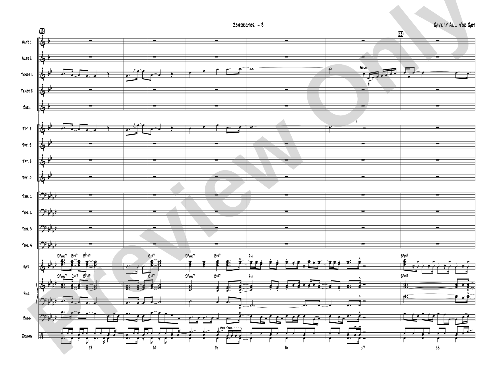 Give It All You Got: Jazz Ensemble Conductor Score & Parts