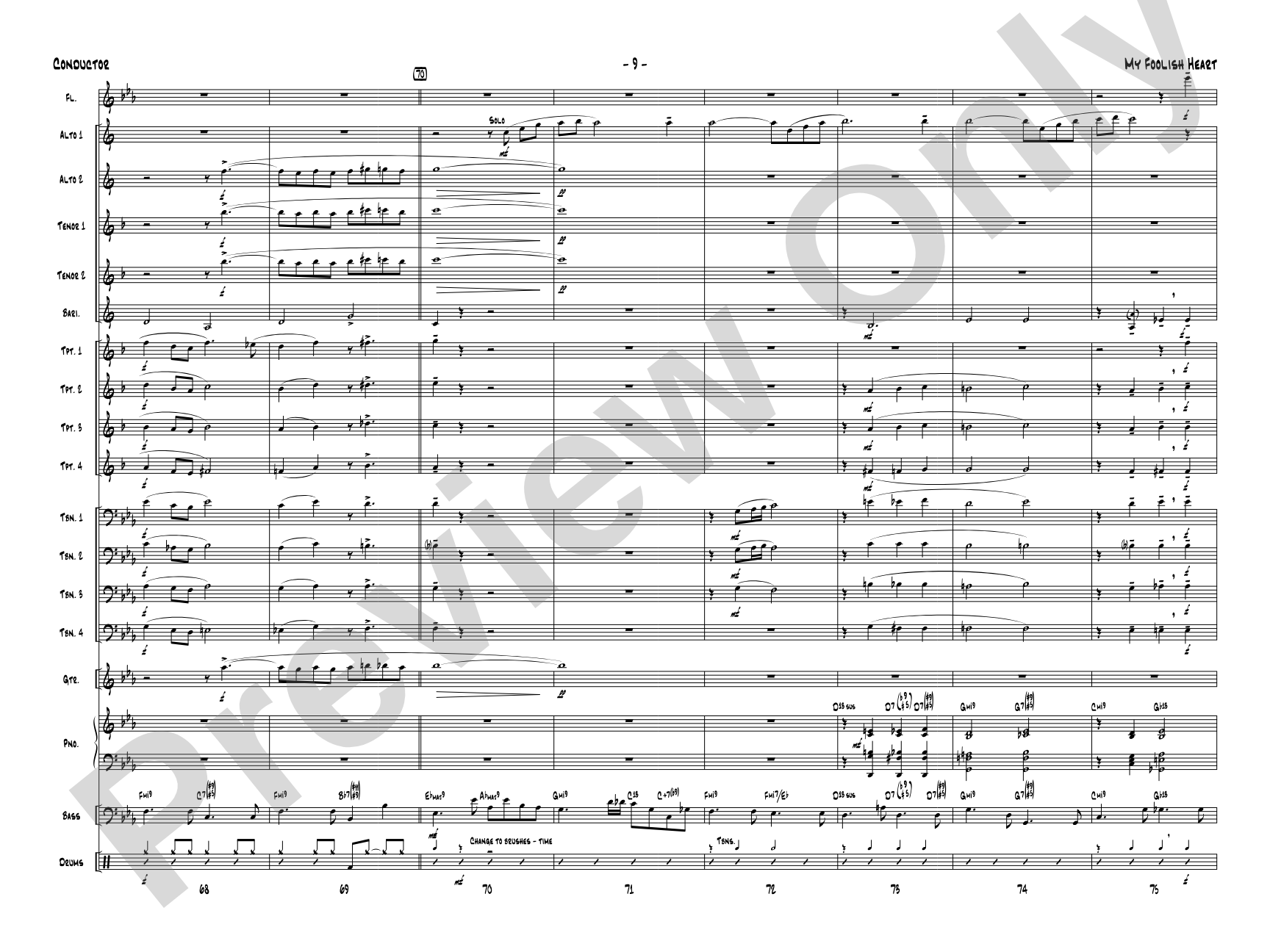 My Foolish Heart: Jazz Ensemble Conductor Score & Parts