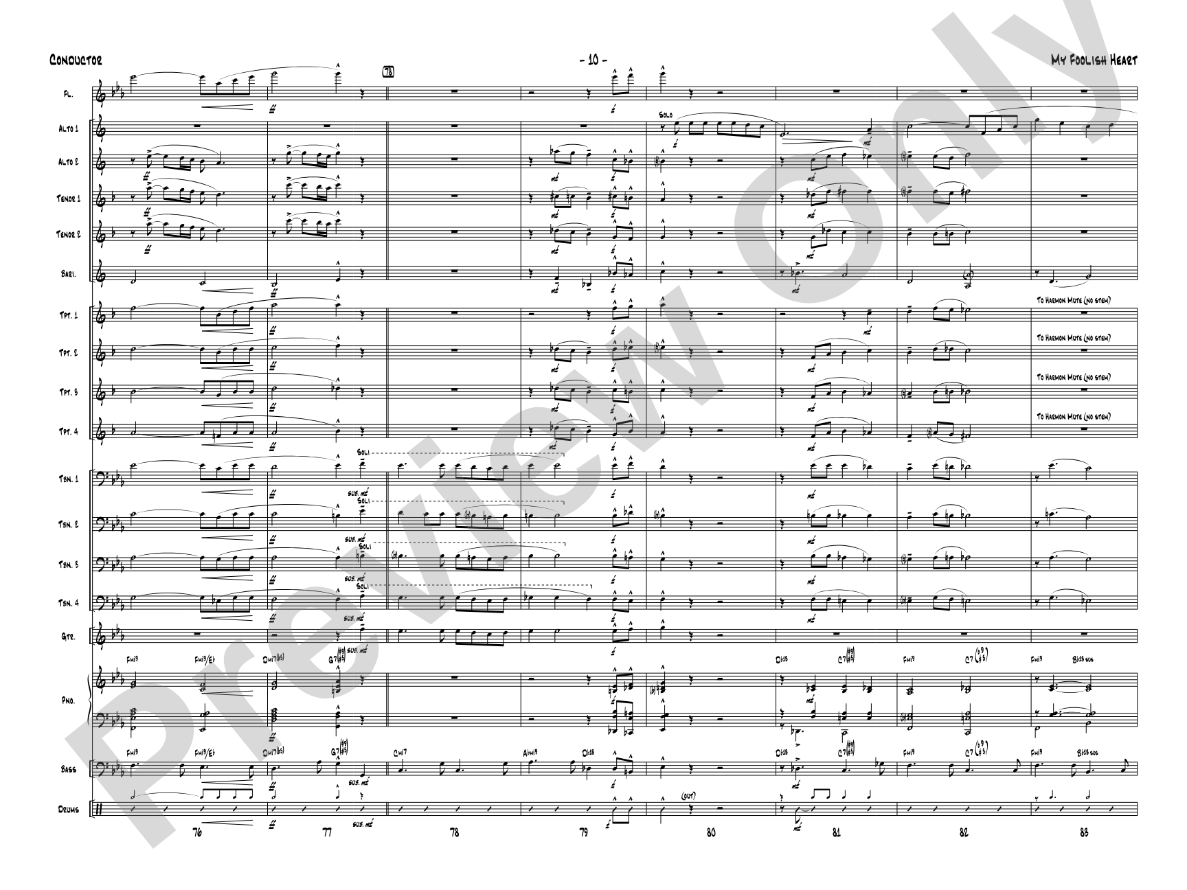My Foolish Heart: Jazz Ensemble Conductor Score & Parts