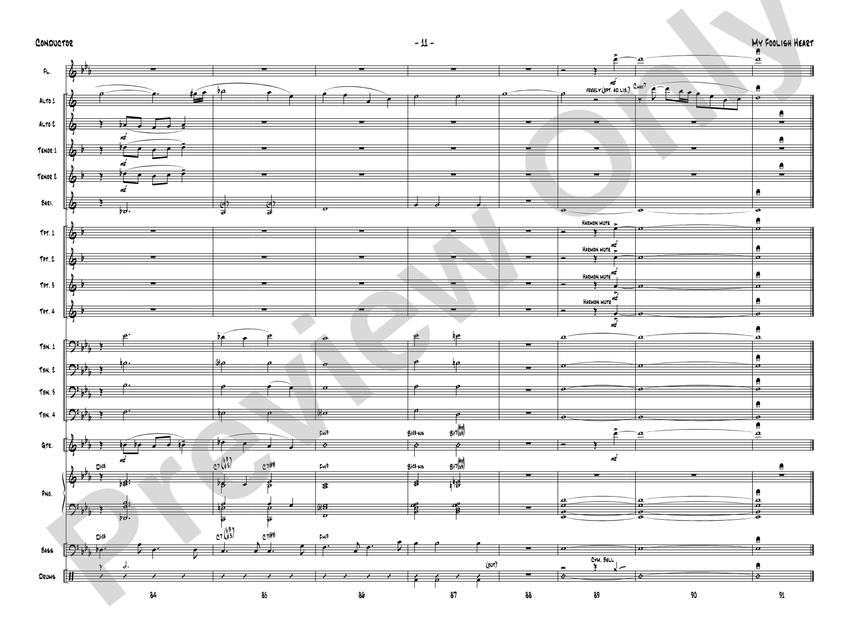 My Foolish Heart: Jazz Ensemble Conductor Score & Parts