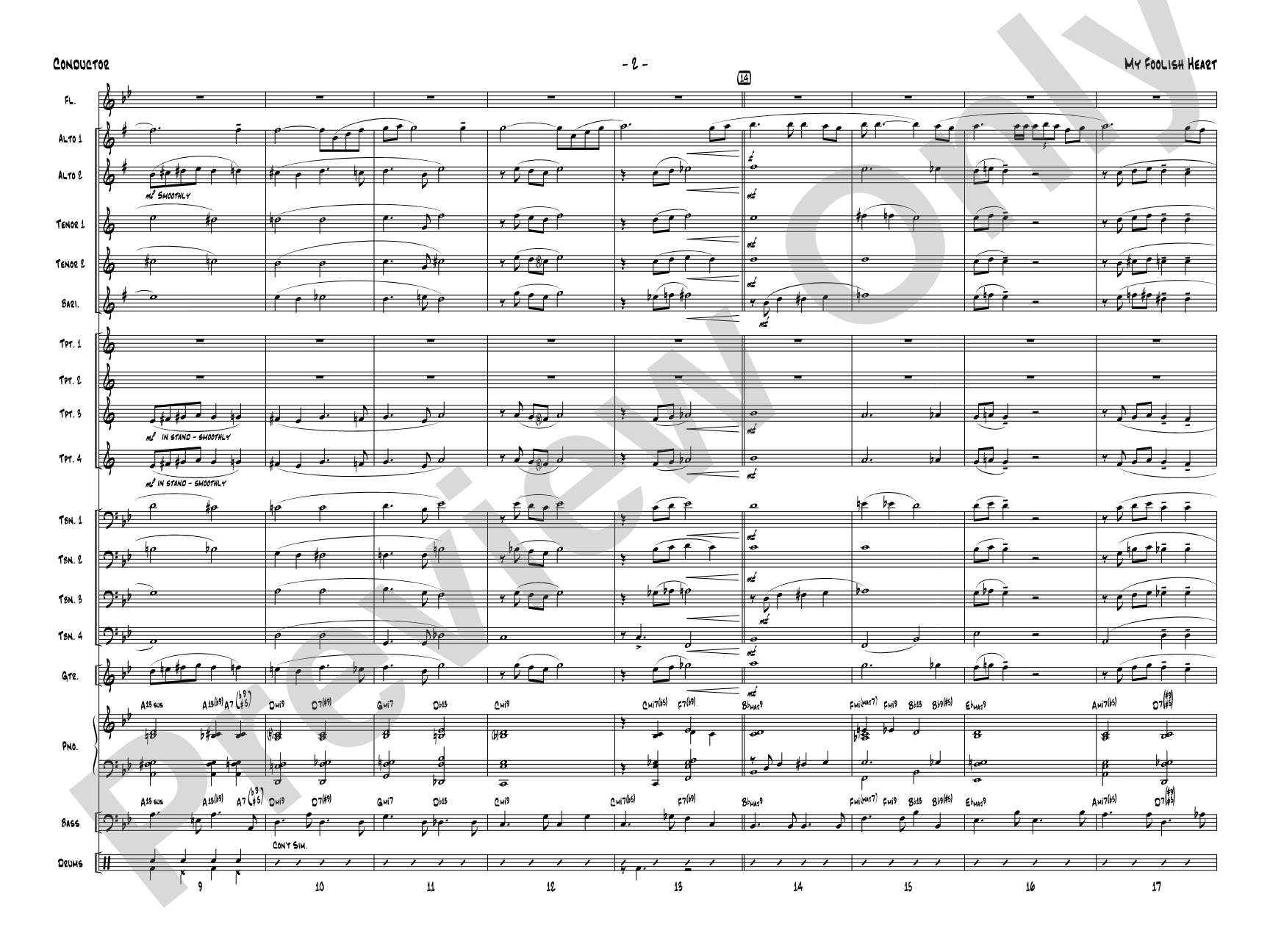 My Foolish Heart: Jazz Ensemble Conductor Score & Parts