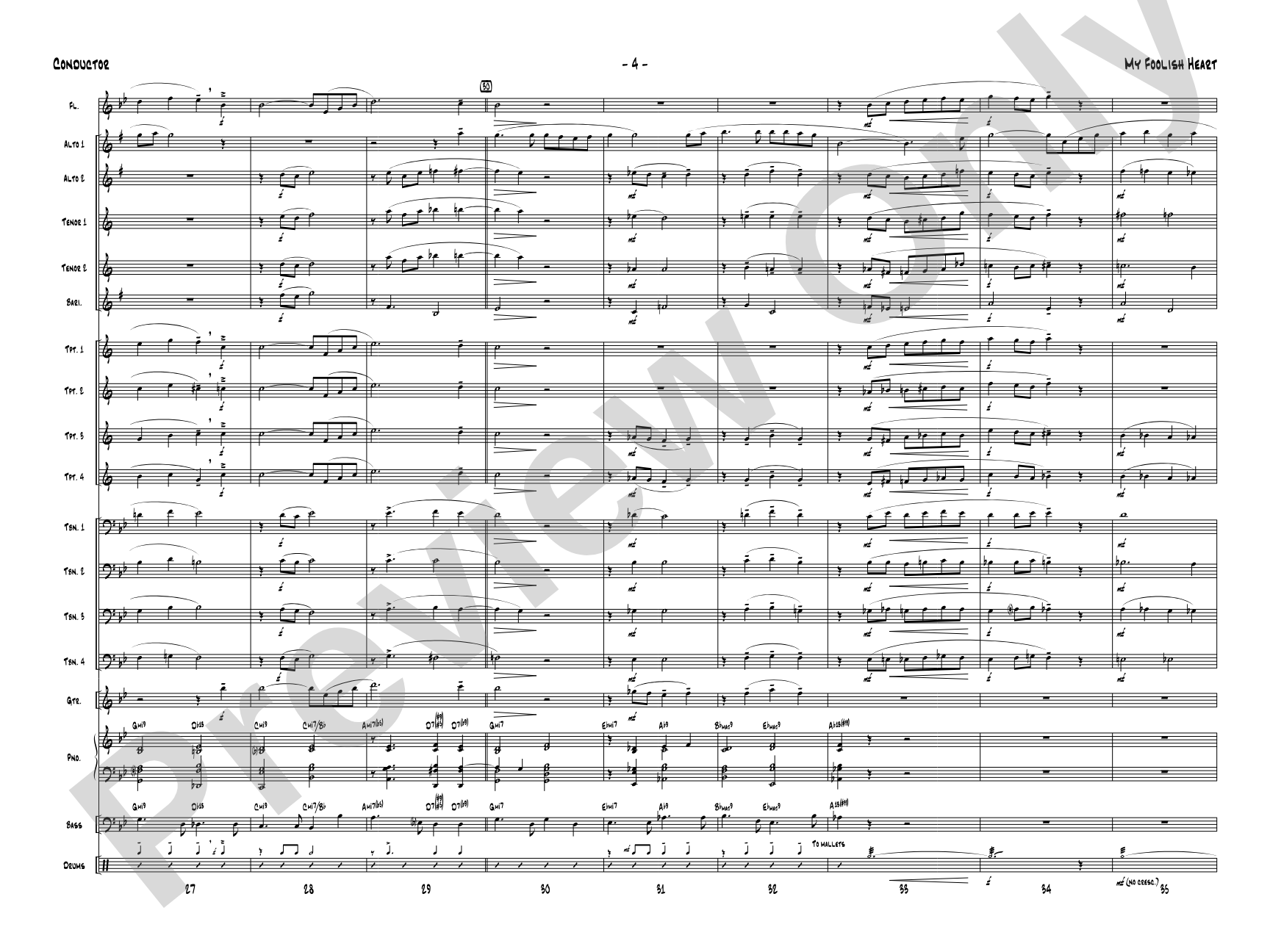 My Foolish Heart: Jazz Ensemble Conductor Score & Parts