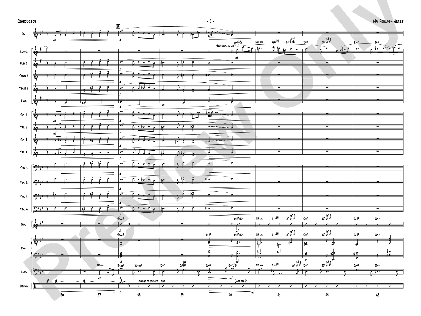 My Foolish Heart: Jazz Ensemble Conductor Score & Parts