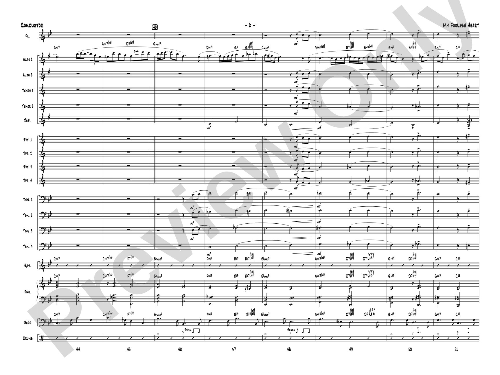 My Foolish Heart: Jazz Ensemble Conductor Score & Parts