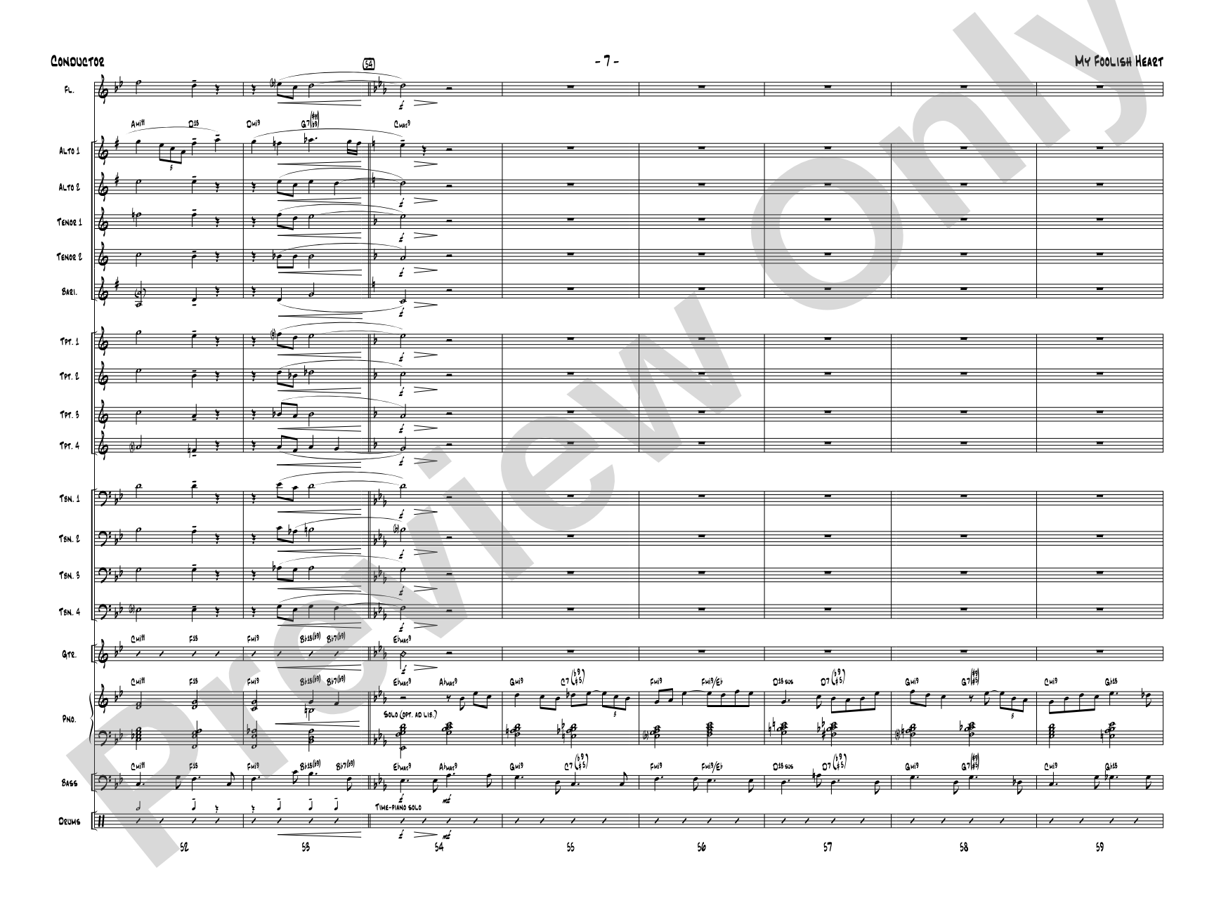 My Foolish Heart: Jazz Ensemble Conductor Score & Parts
