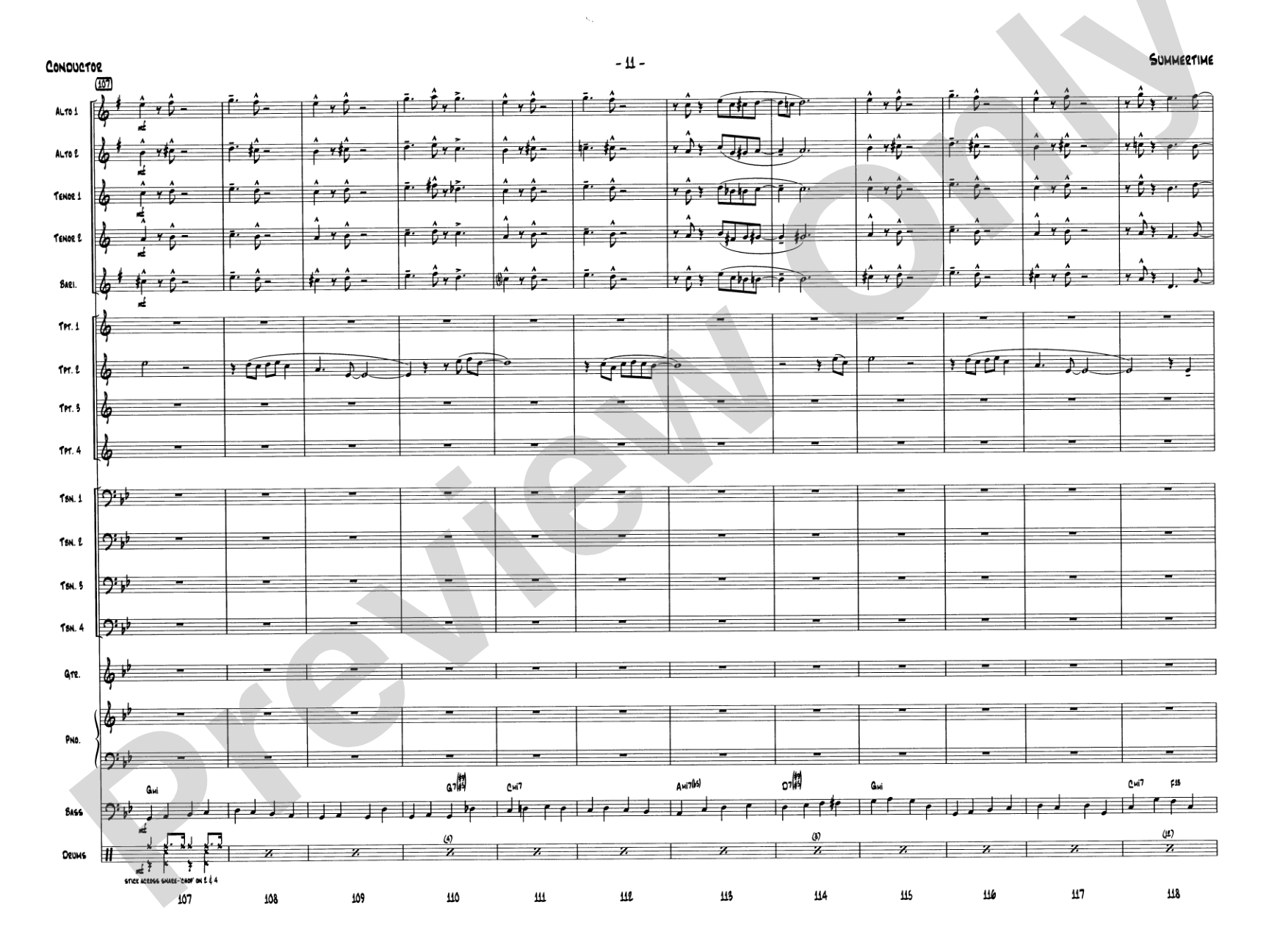 Summertime: Jazz Ensemble Conductor Score & Parts