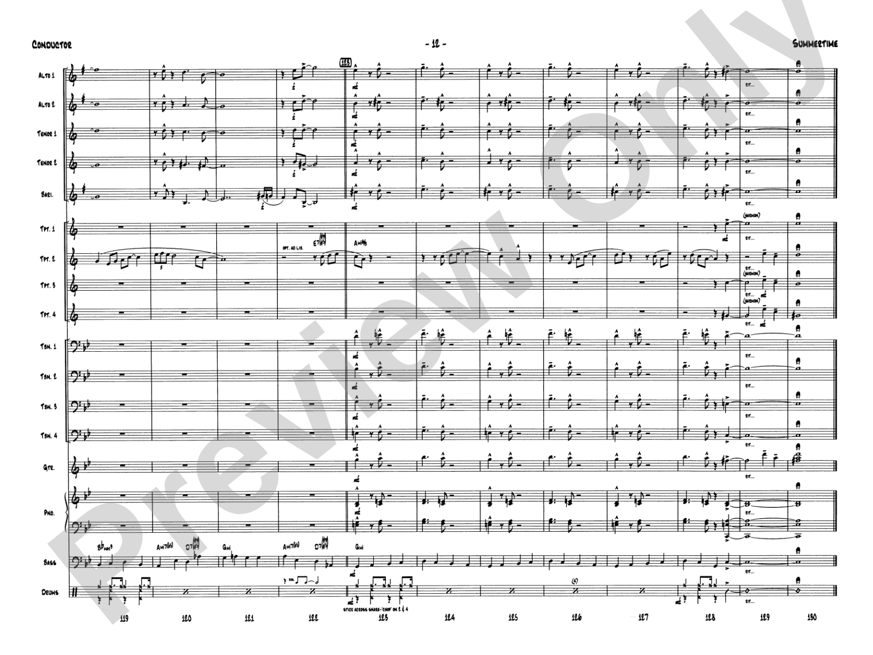 Summertime: Jazz Ensemble Conductor Score & Parts