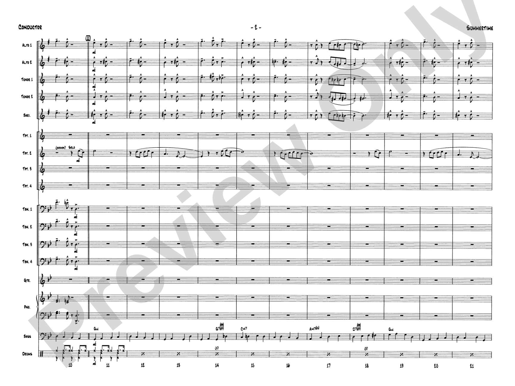 Summertime: Jazz Ensemble Conductor Score & Parts