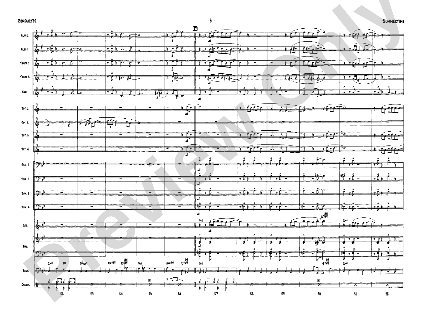 Summertime: Jazz Ensemble Conductor Score & Parts