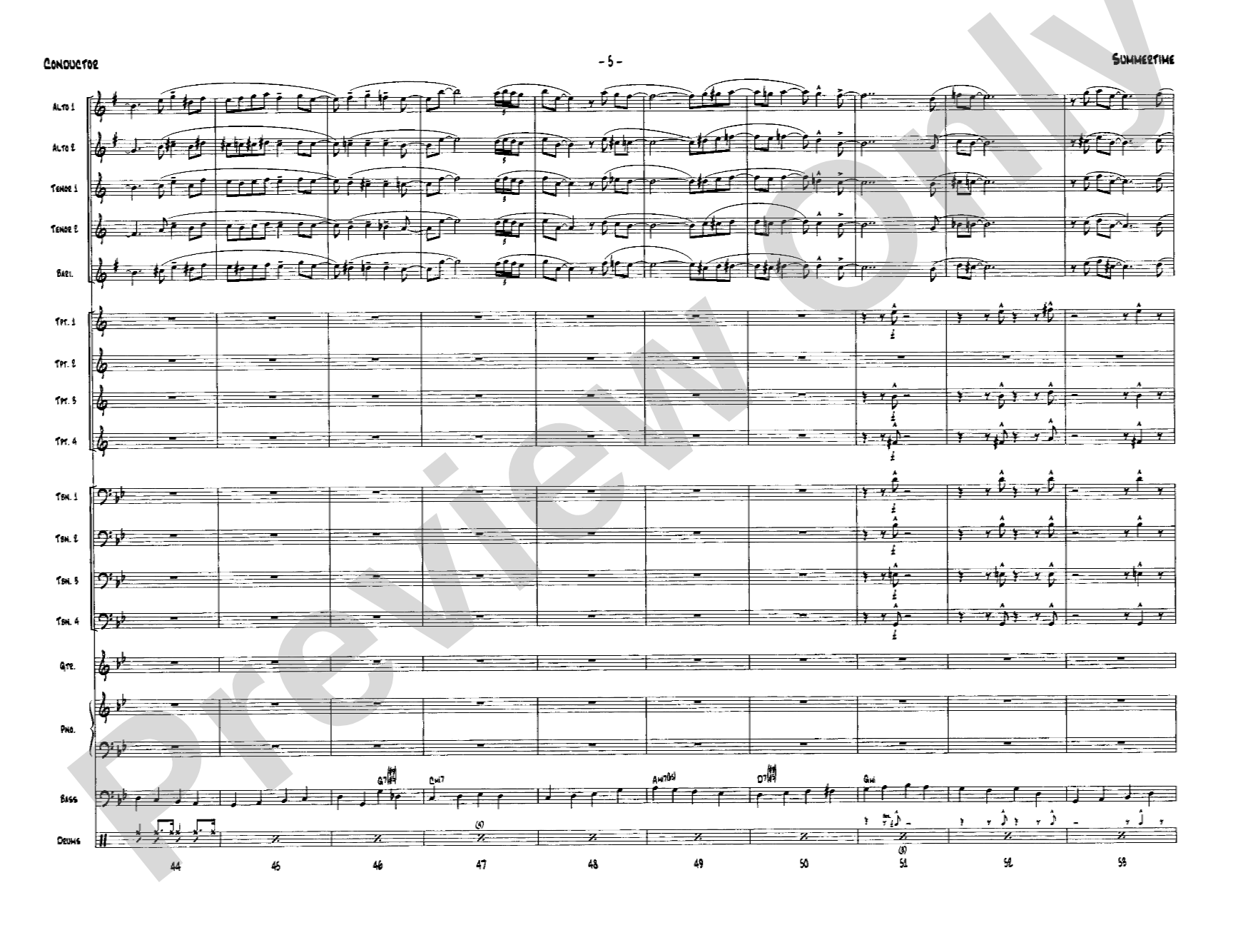 Summertime: Jazz Ensemble Conductor Score & Parts