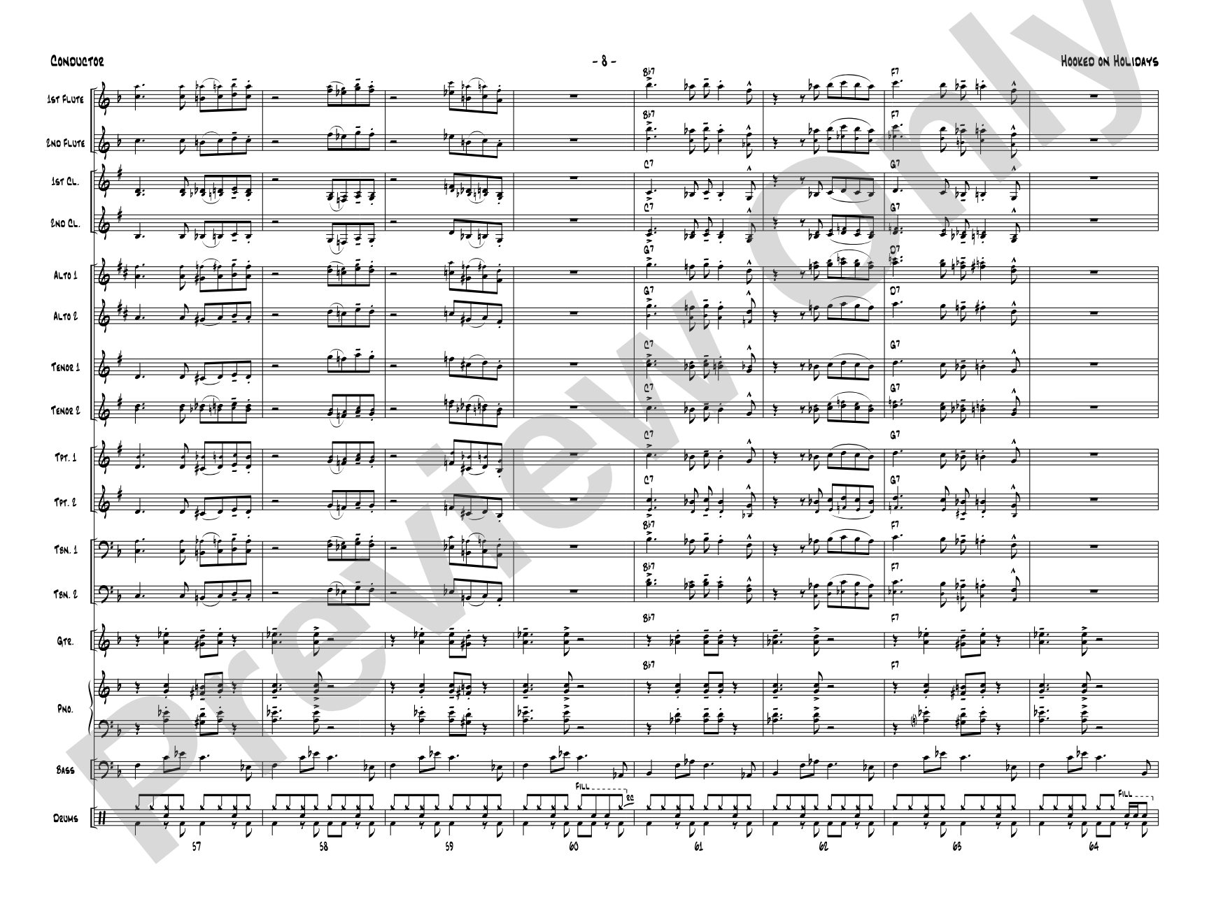 Hooked on Holidays: Jazz Ensemble Conductor Score & Parts