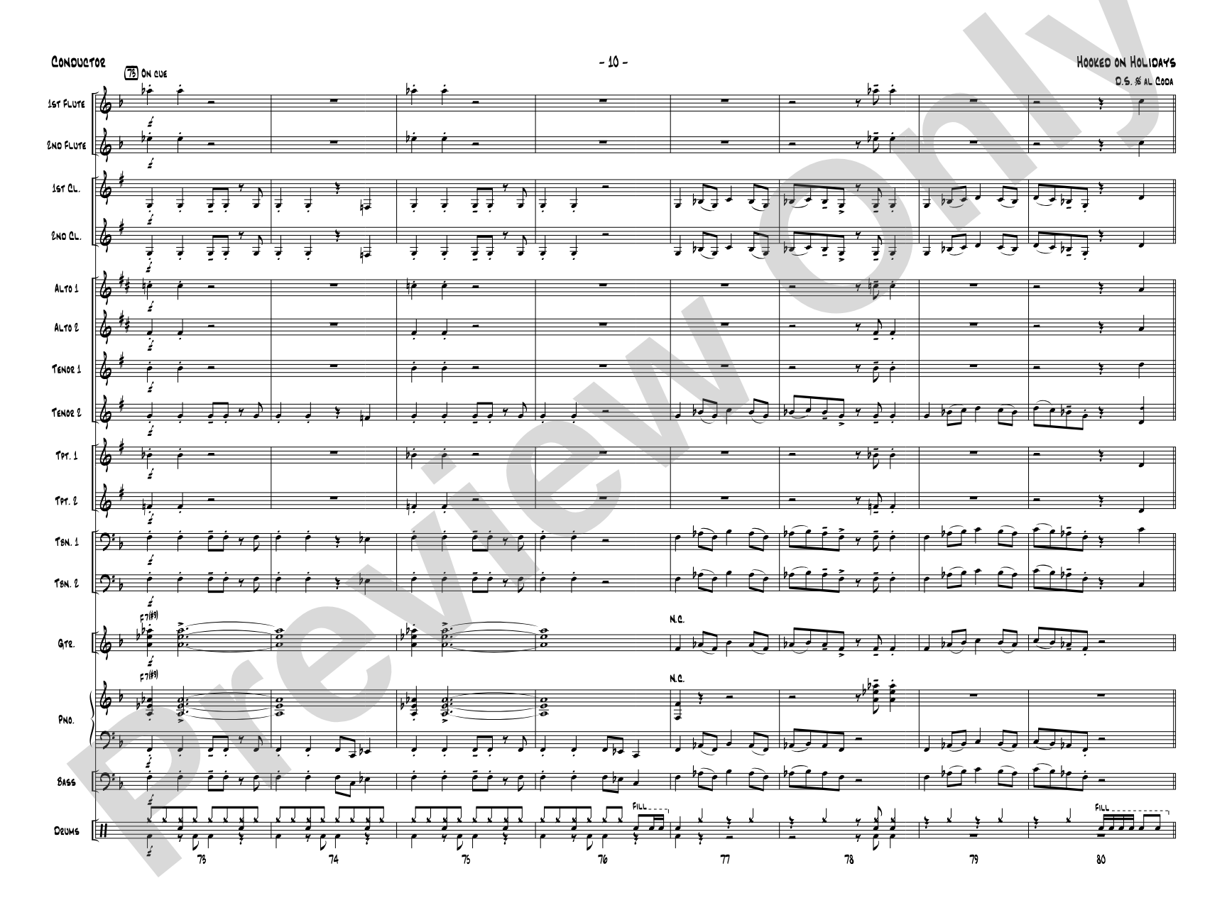 Hooked on Holidays: Jazz Ensemble Conductor Score & Parts