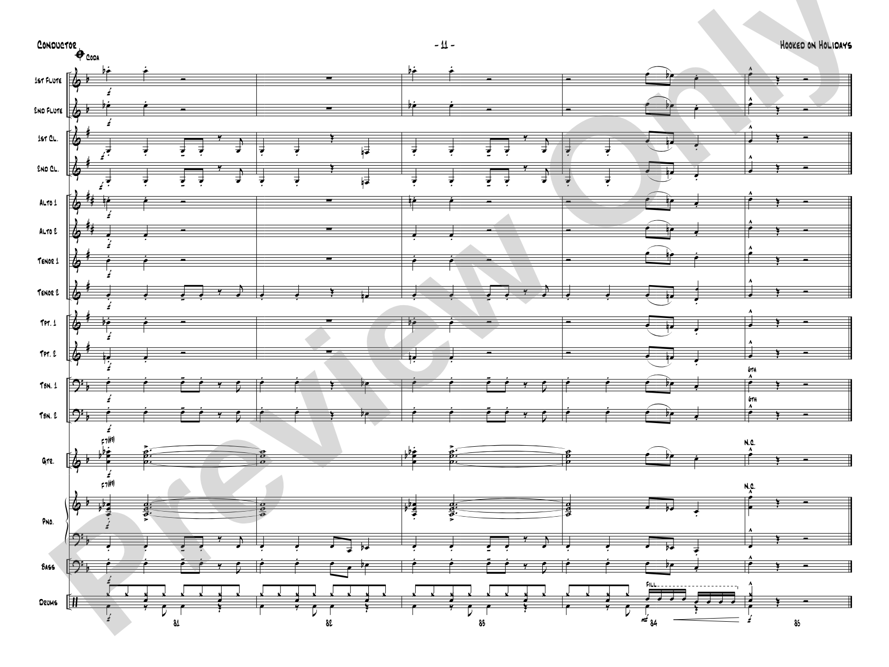 Hooked on Holidays: Jazz Ensemble Conductor Score & Parts
