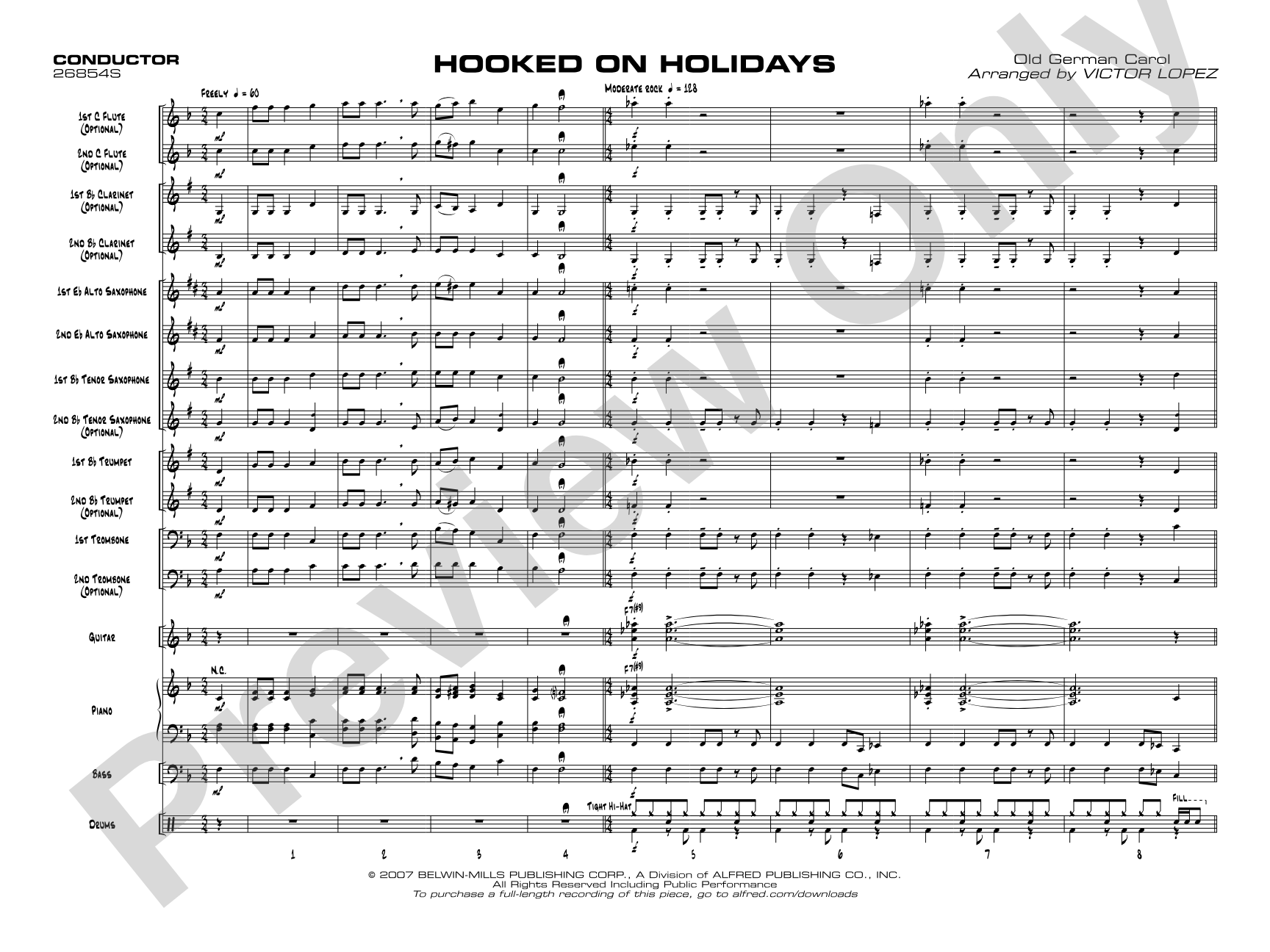 Hooked on Holidays: Jazz Ensemble Conductor Score & Parts