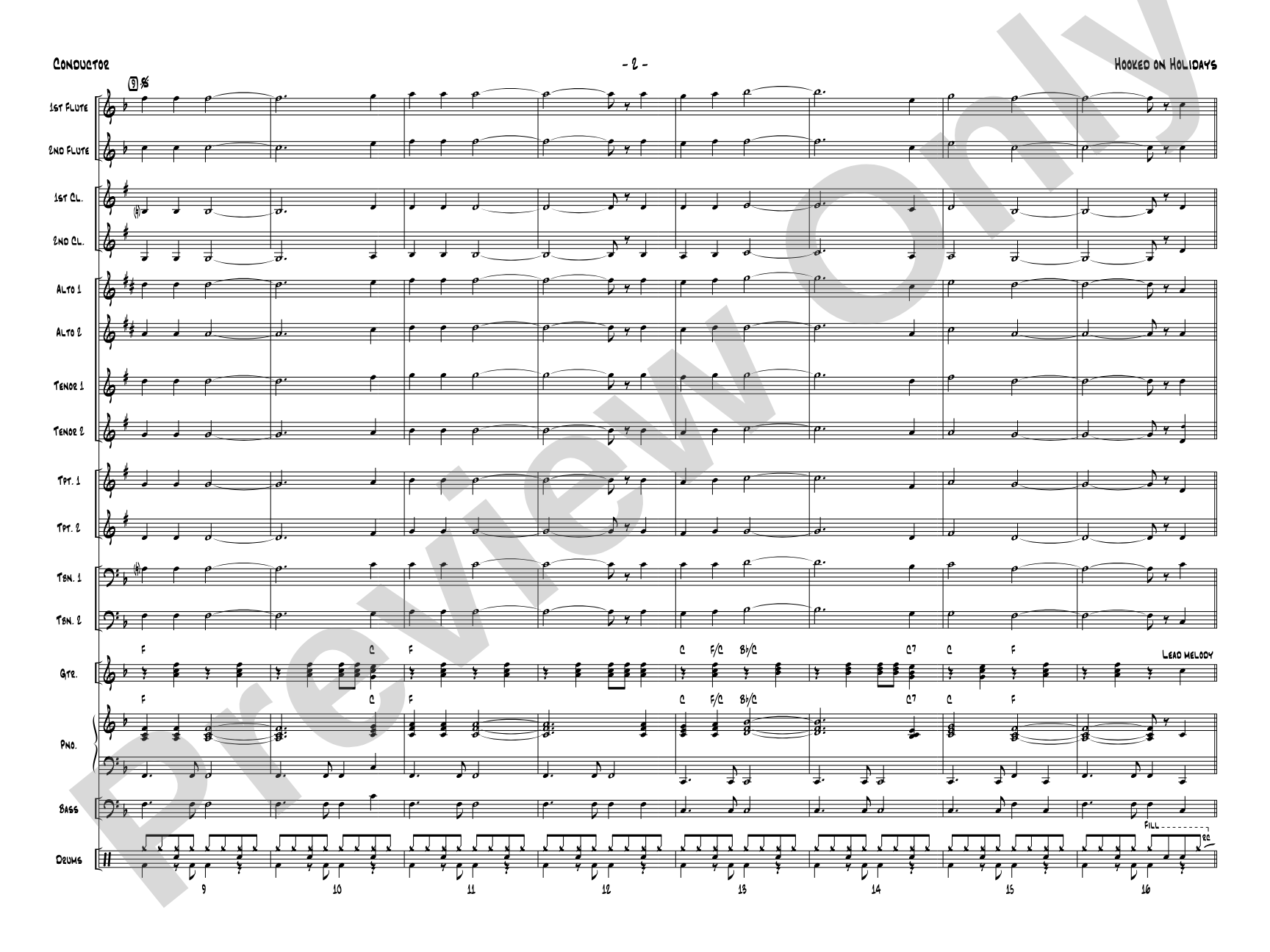 Hooked on Holidays: Jazz Ensemble Conductor Score & Parts