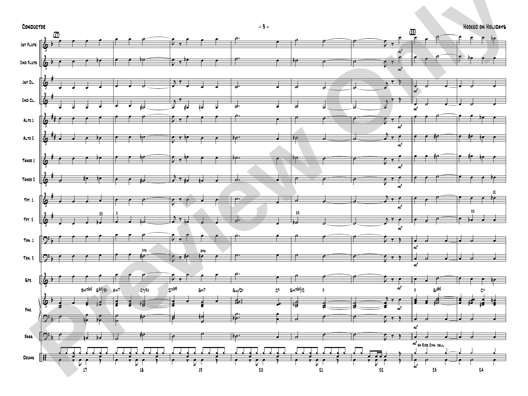 Hooked on Holidays: Jazz Ensemble Conductor Score & Parts