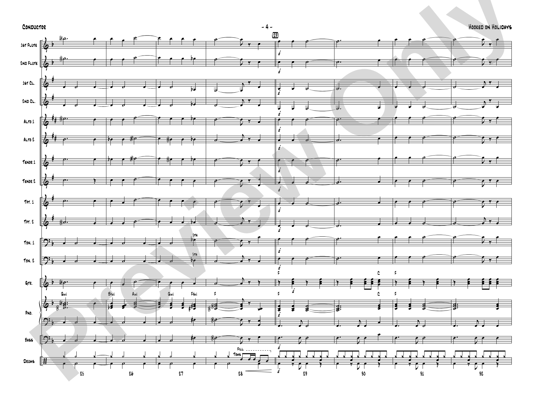 Hooked on Holidays: Jazz Ensemble Conductor Score & Parts