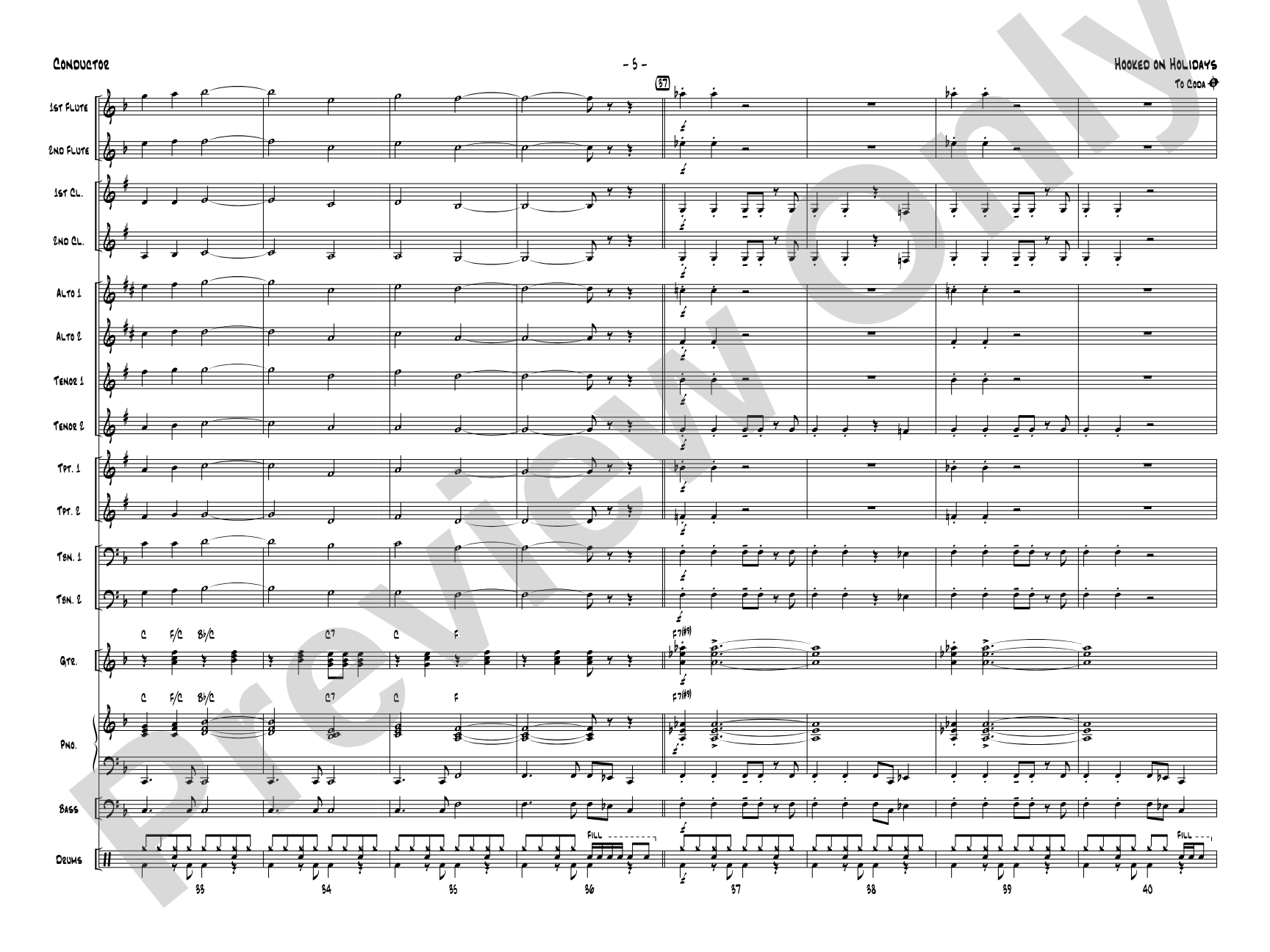 Hooked on Holidays: Jazz Ensemble Conductor Score & Parts