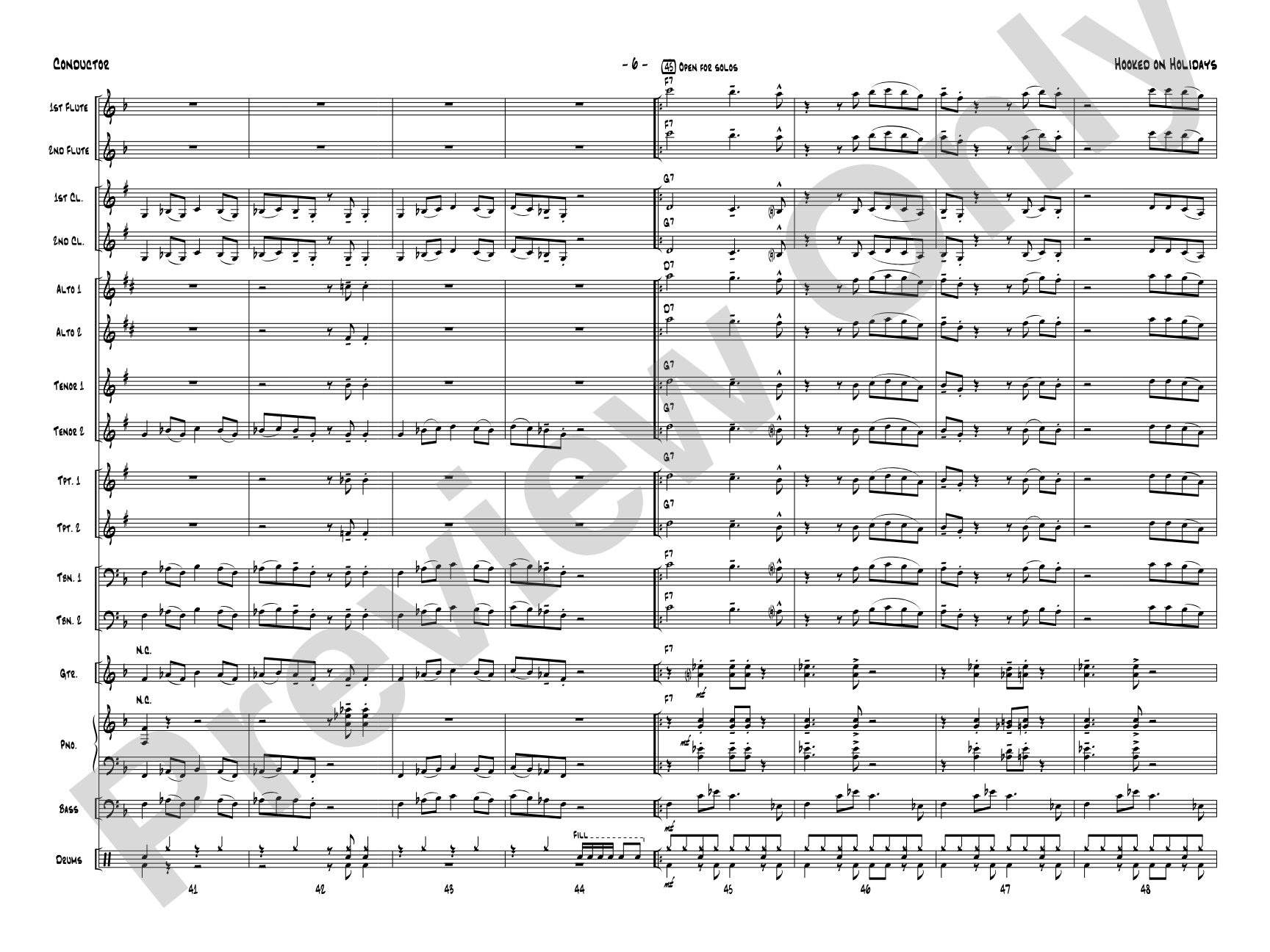 Hooked on Holidays: Jazz Ensemble Conductor Score & Parts
