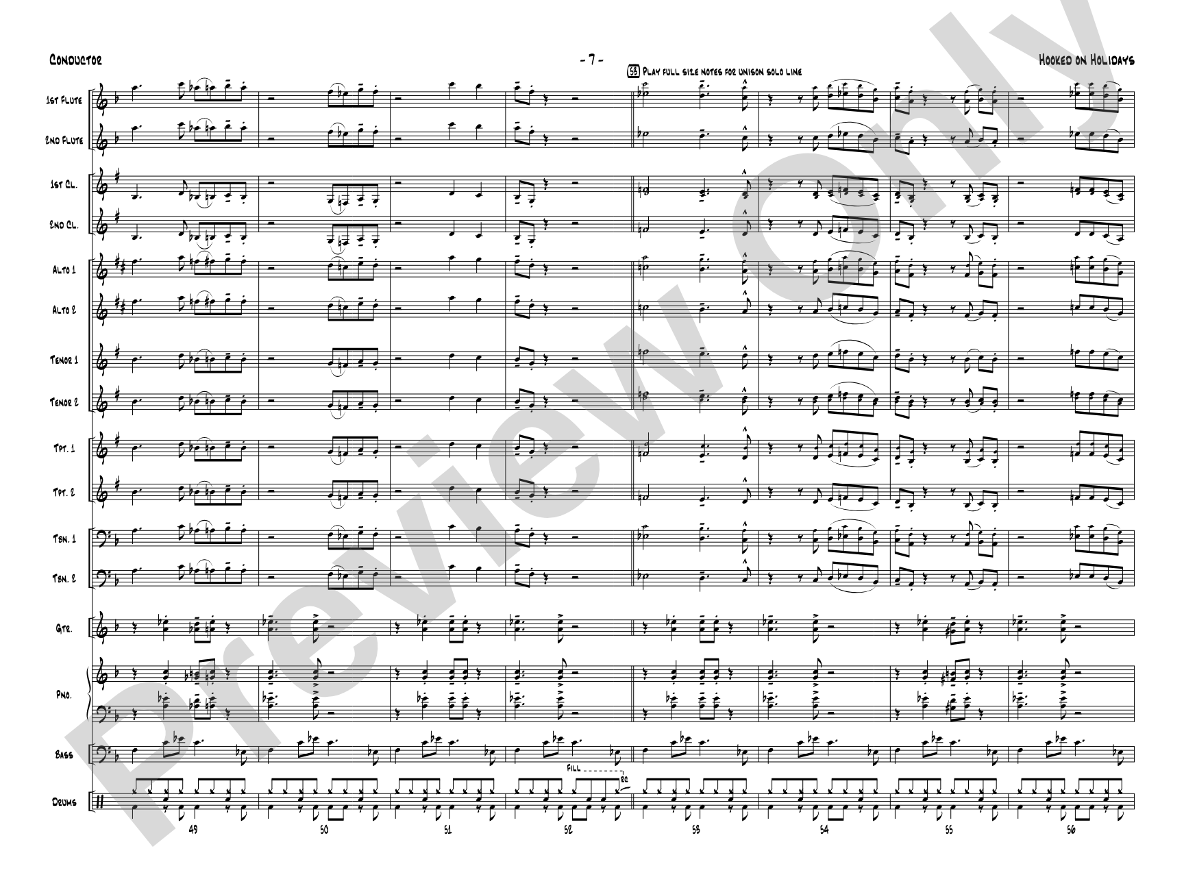Hooked on Holidays: Jazz Ensemble Conductor Score & Parts
