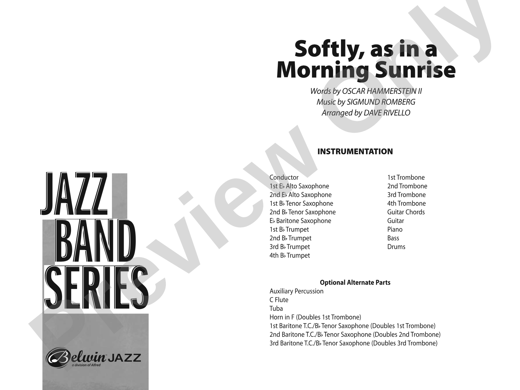 Softly, As in a Morning Sunrise: Jazz Ensemble Conductor Score & Parts