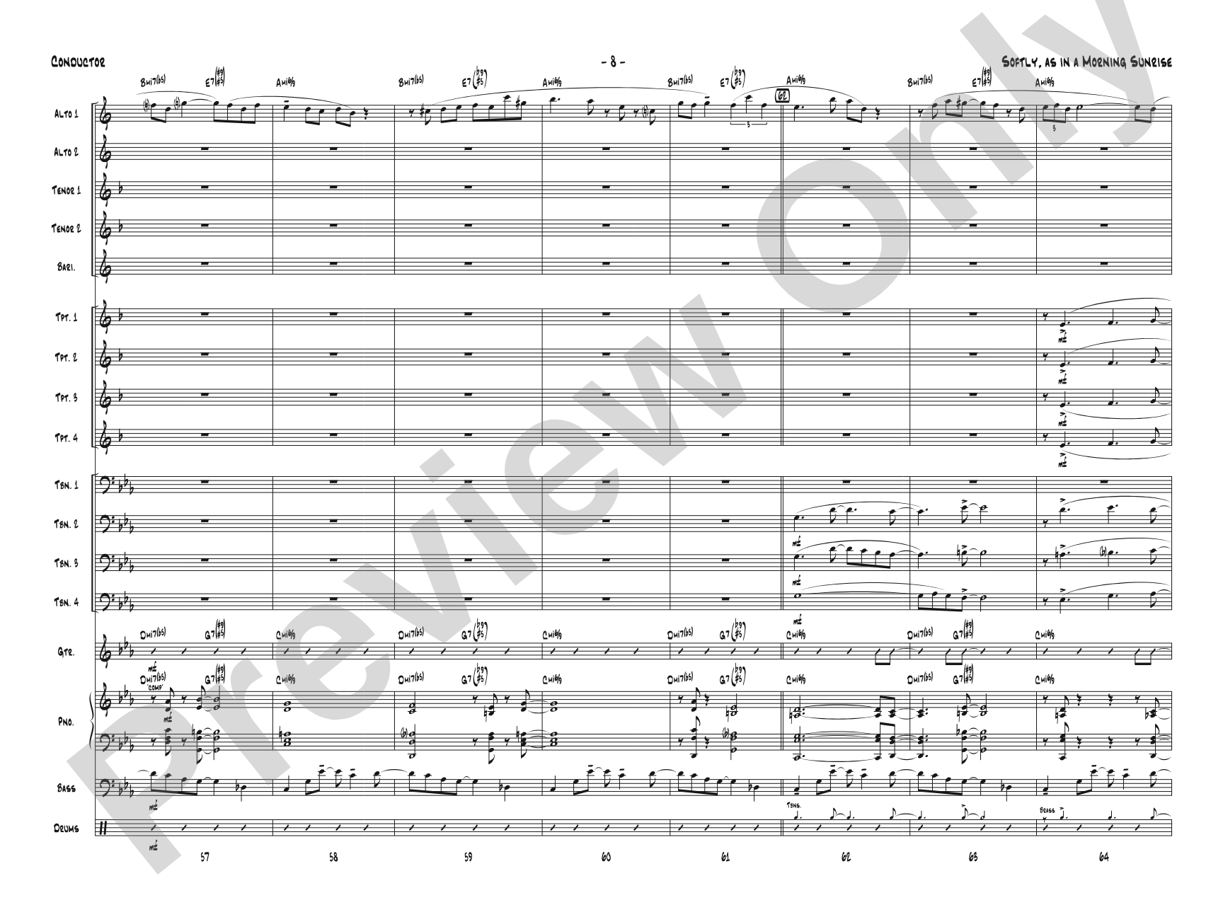 Softly, As in a Morning Sunrise: Jazz Ensemble Conductor Score & Parts