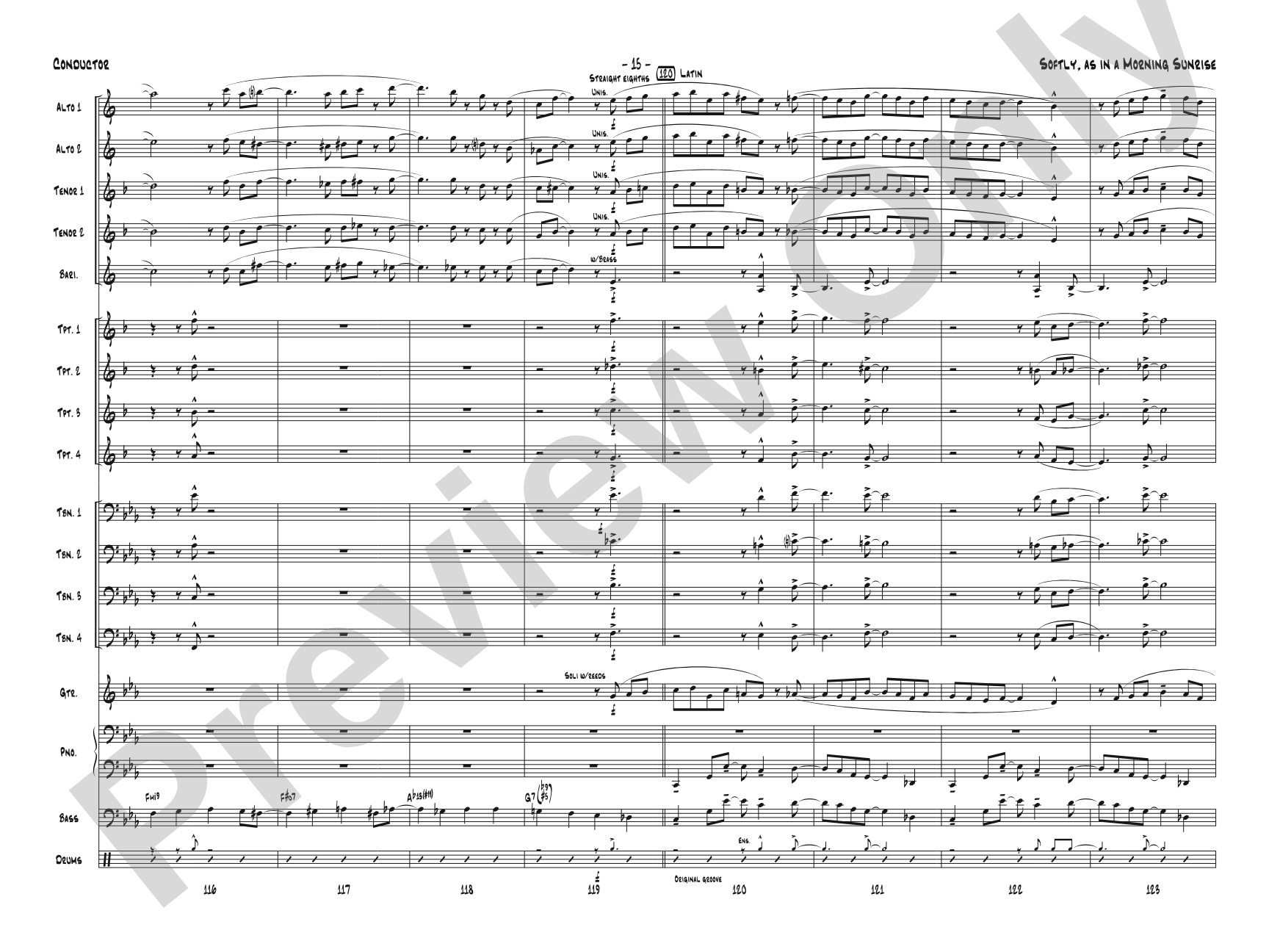 Softly, As in a Morning Sunrise: Jazz Ensemble Conductor Score & Parts