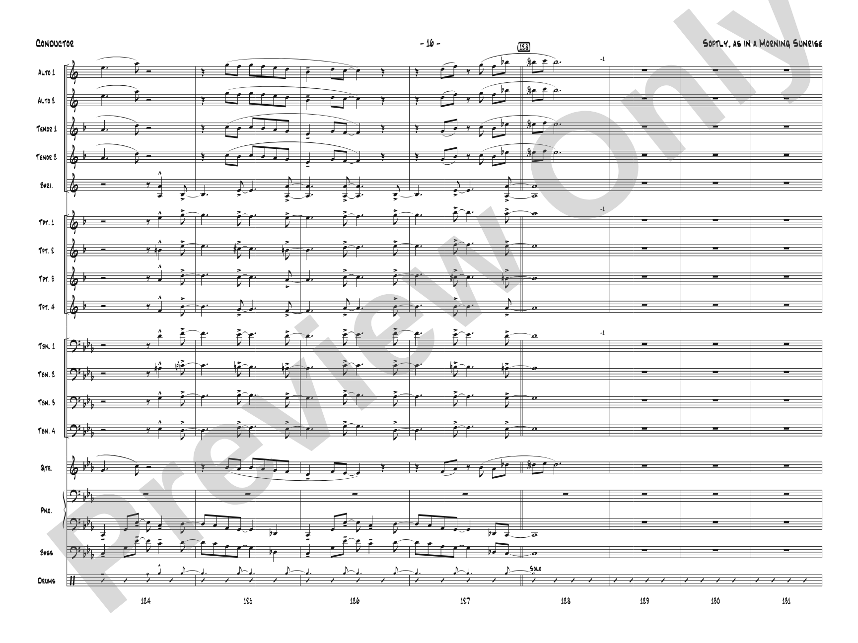 Softly, As in a Morning Sunrise: Jazz Ensemble Conductor Score & Parts