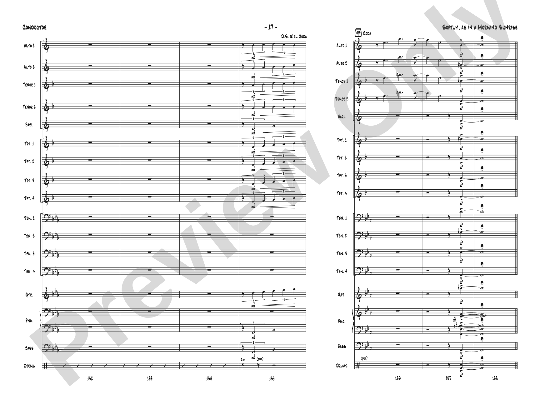 Softly, As in a Morning Sunrise: Jazz Ensemble Conductor Score & Parts