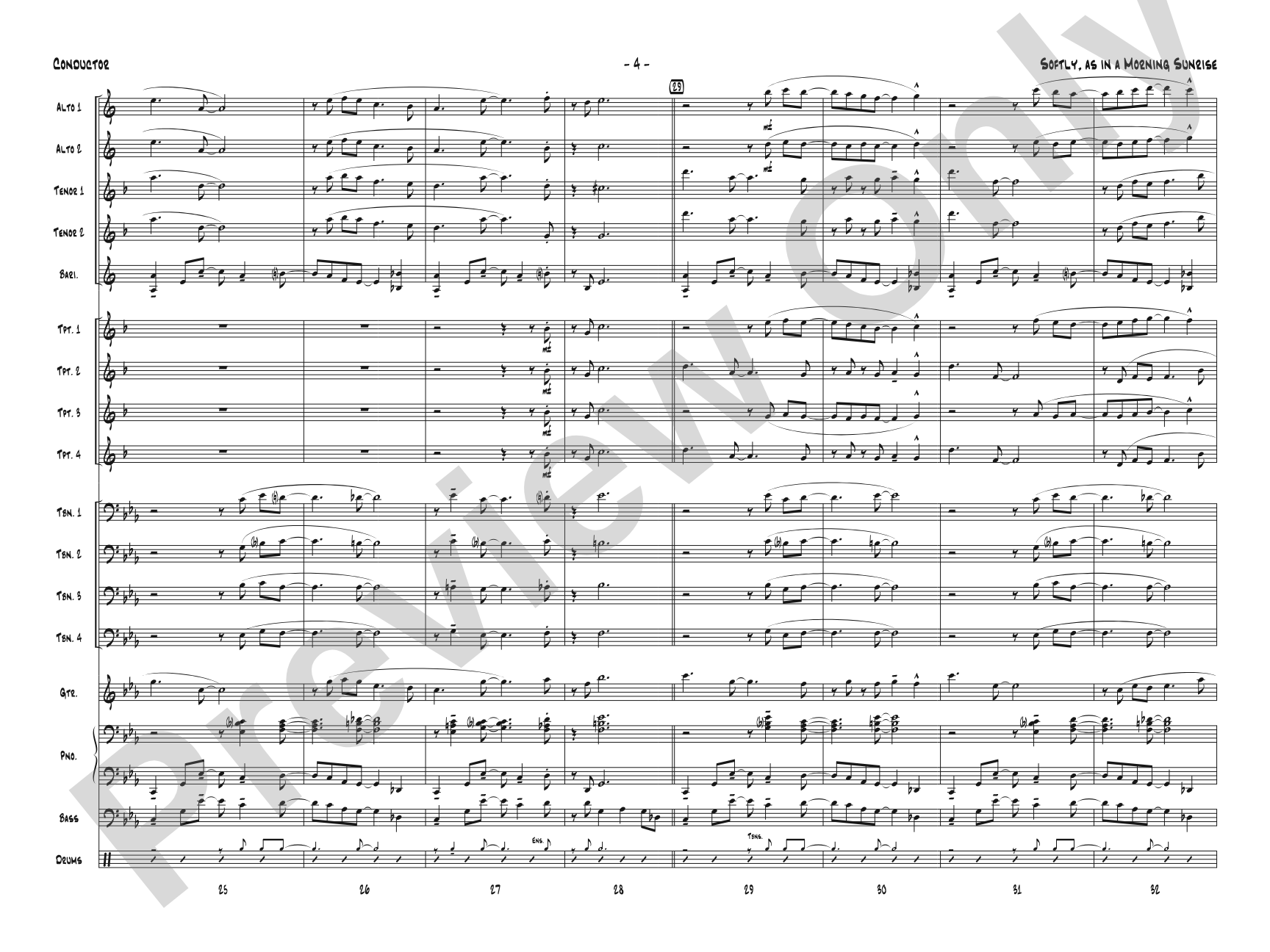 Softly, As in a Morning Sunrise: Jazz Ensemble Conductor Score & Parts