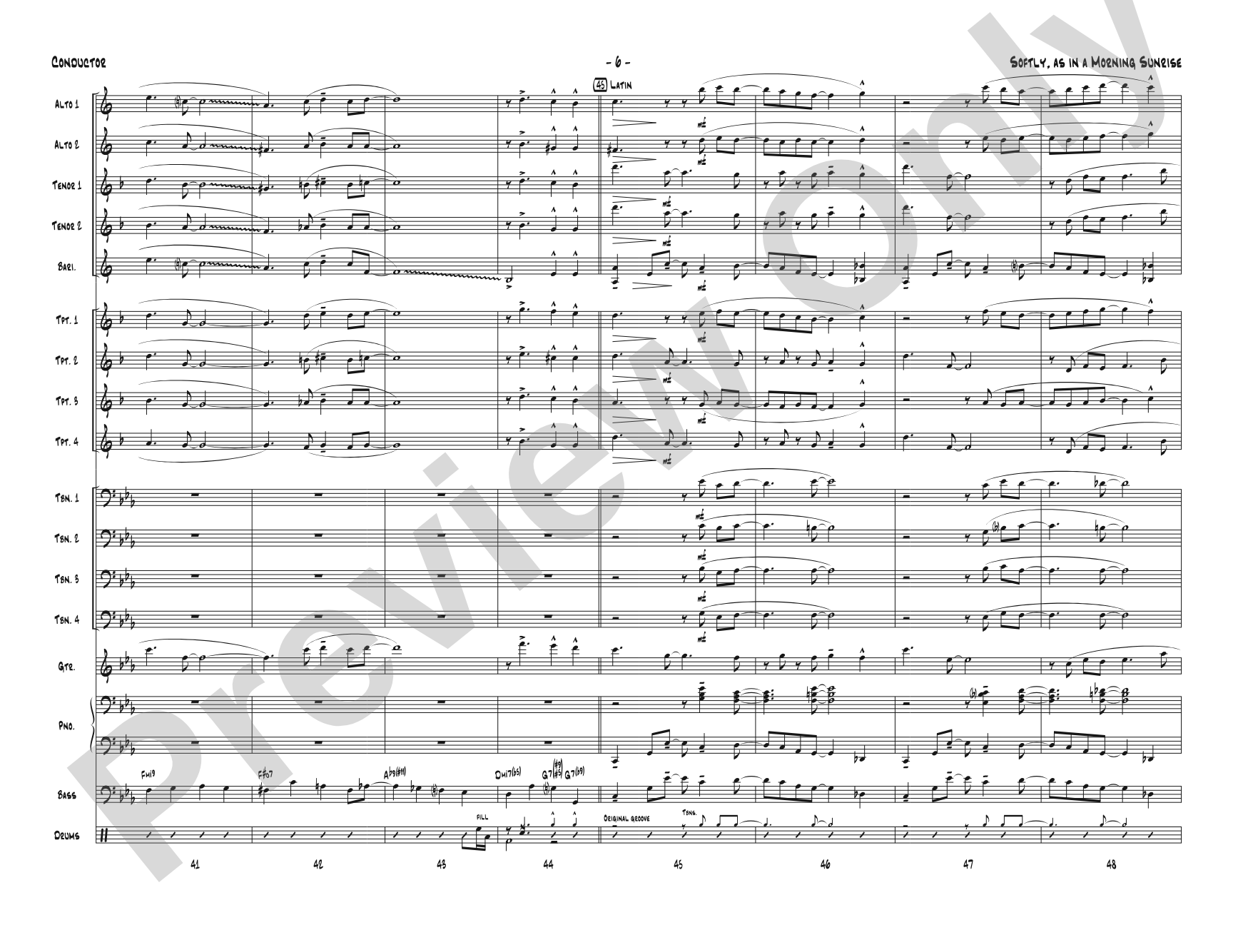Softly, As in a Morning Sunrise: Jazz Ensemble Conductor Score & Parts