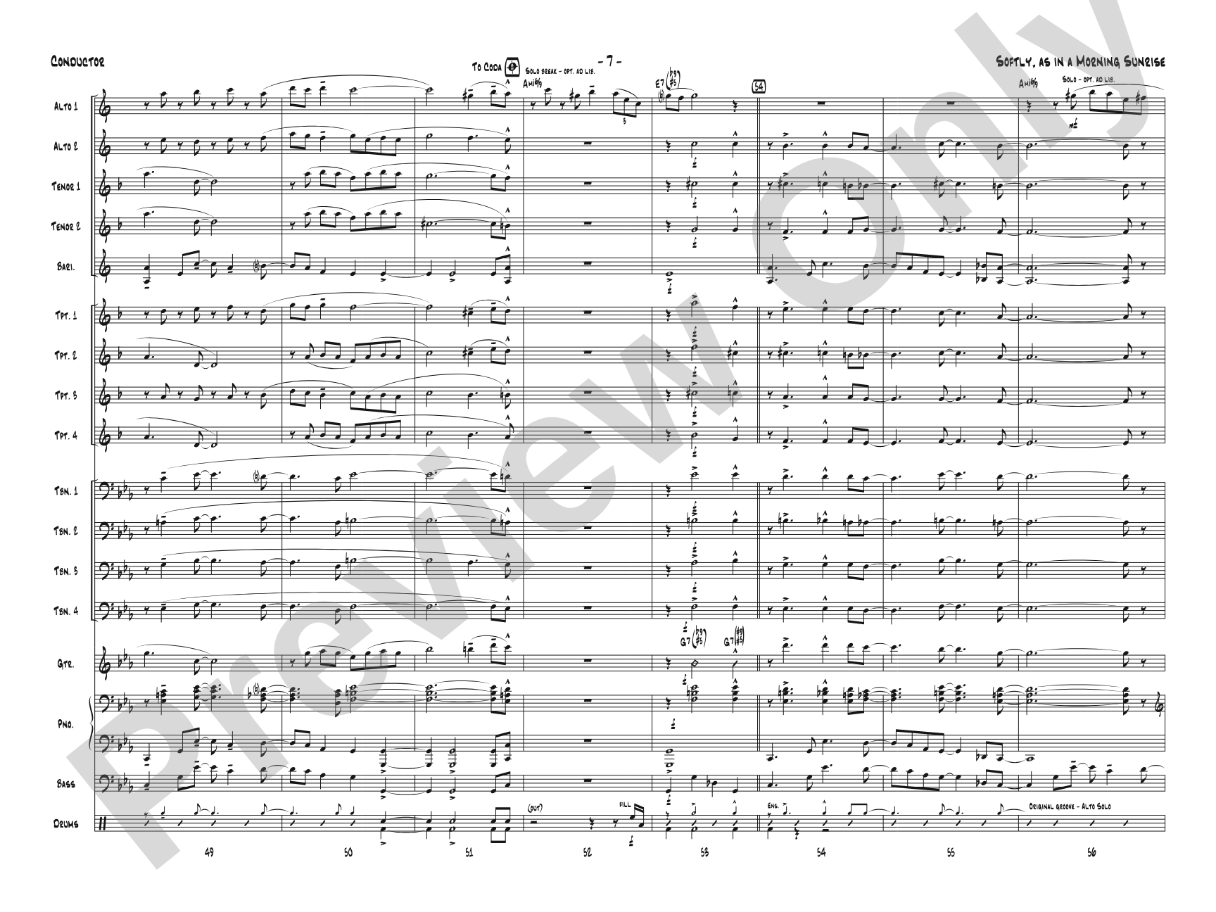 Softly, As in a Morning Sunrise: Jazz Ensemble Conductor Score & Parts