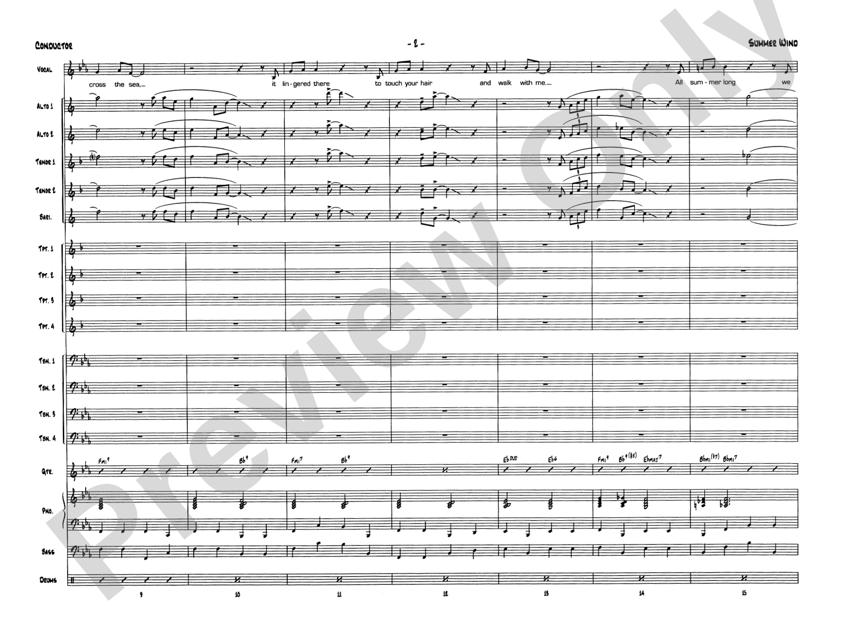 Summer Wind: Vocal Solo with Jazz Ensemble Conductor Score & Parts
