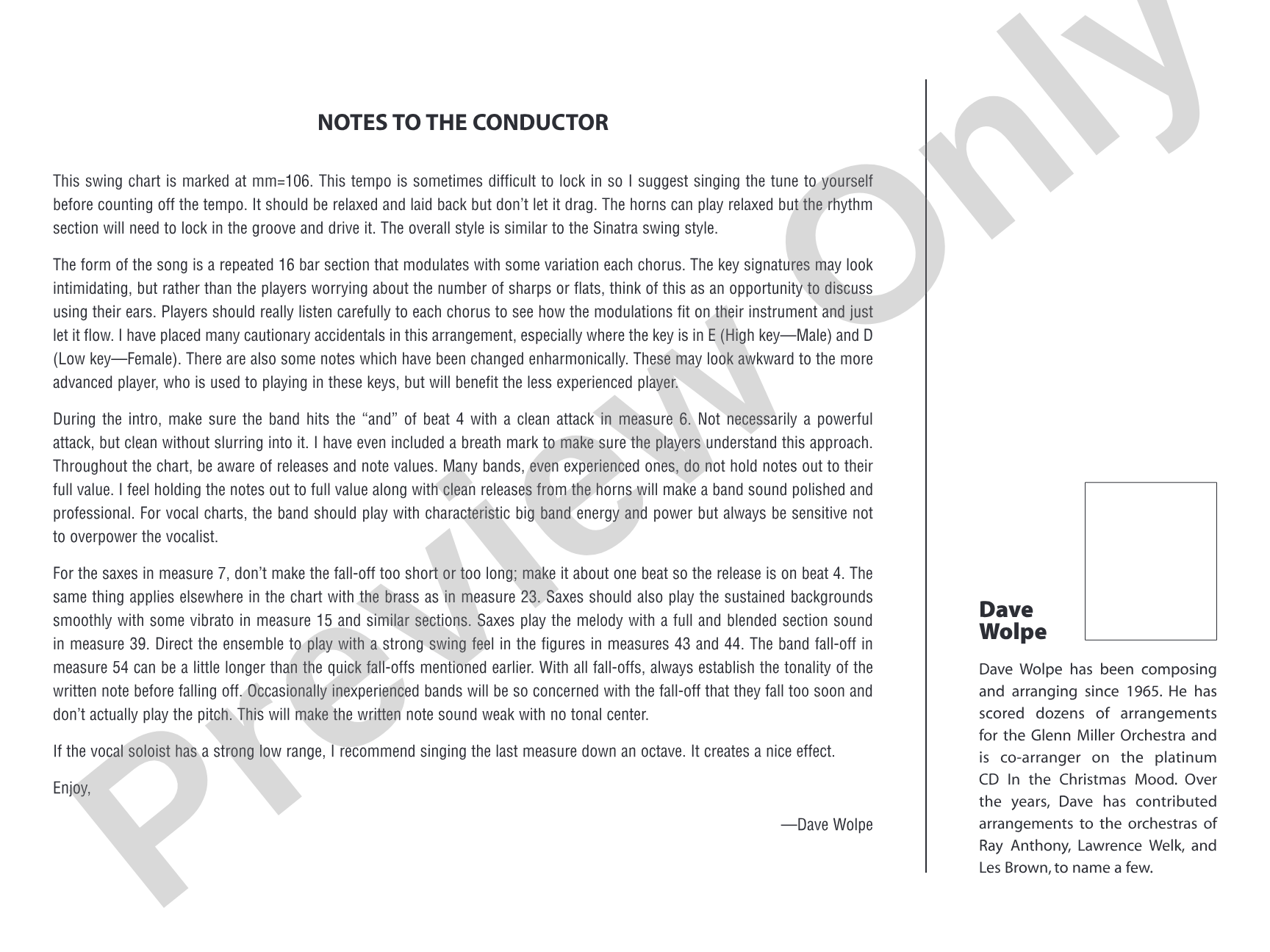 Summer Wind: Vocal Solo with Jazz Ensemble Conductor Score & Parts