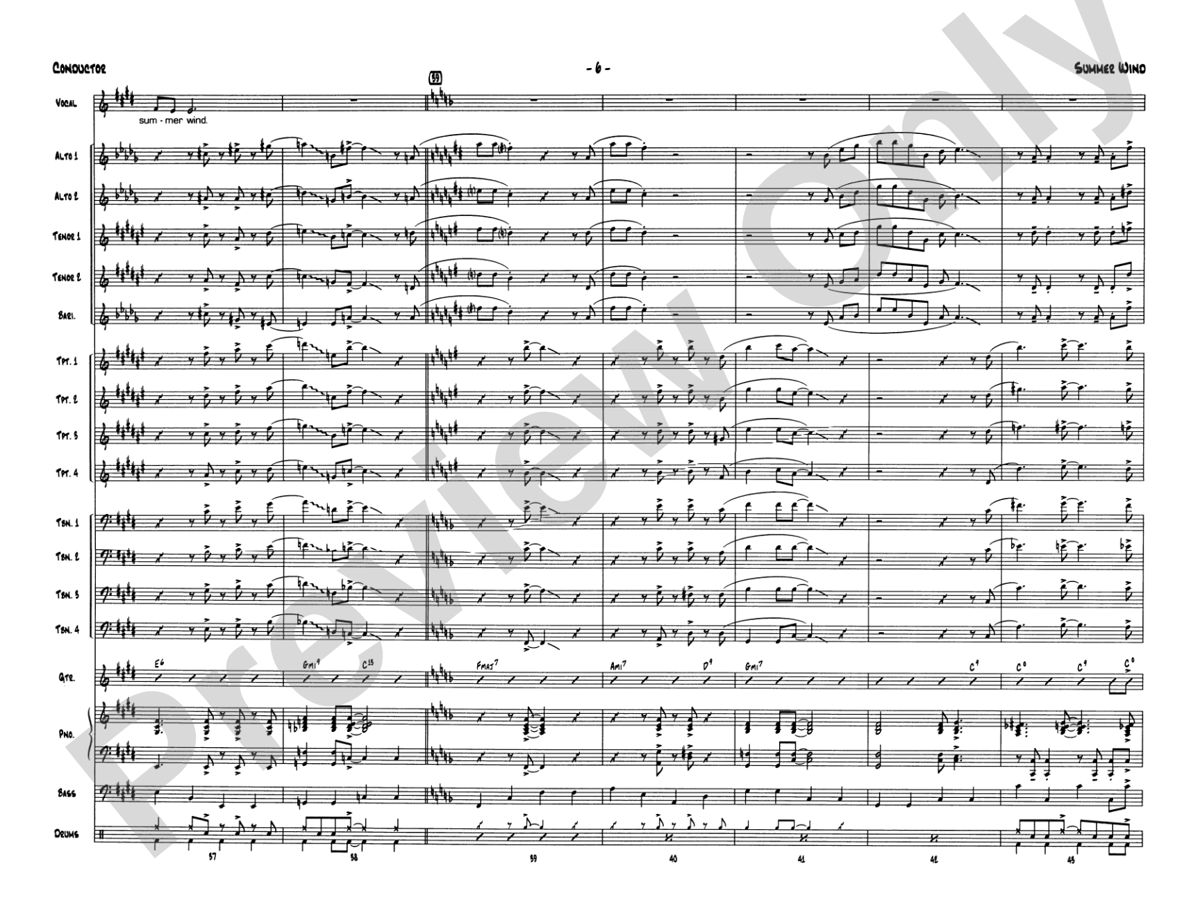 Summer Wind: Vocal Solo with Jazz Ensemble Conductor Score & Parts