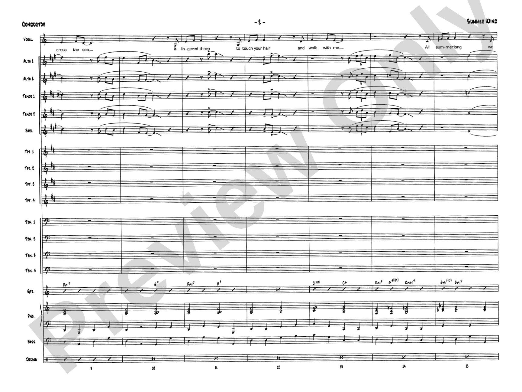 Summer Wind: Vocal Solo with Jazz Ensemble Conductor Score & Parts