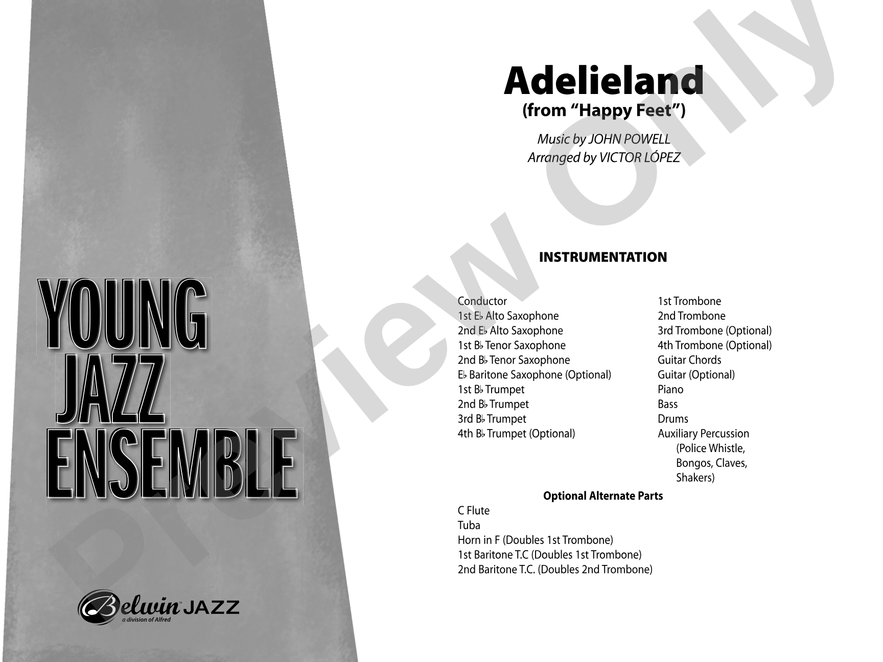 Adelieland (from Happy Feet): Jazz Ensemble Conductor Score & Parts