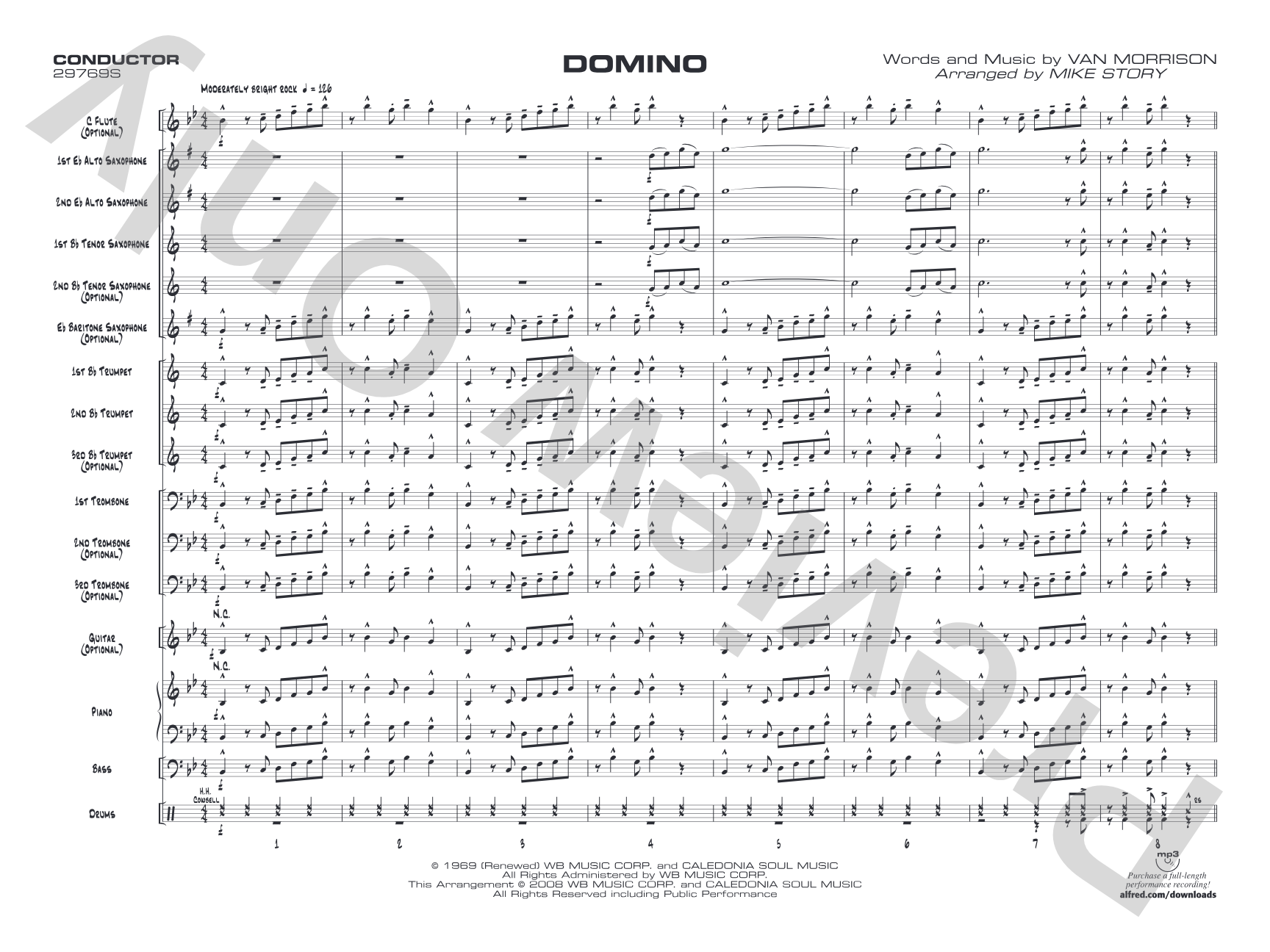 Domino: Jazz Ensemble Conductor Score & Parts