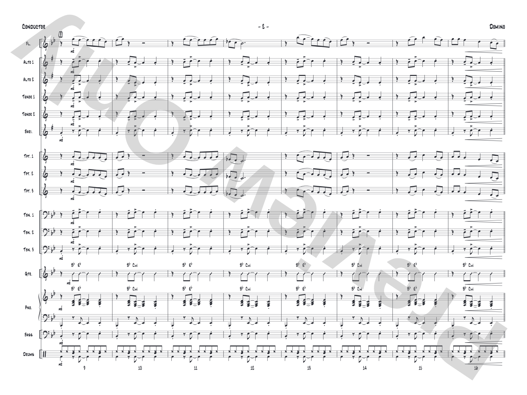Domino: Jazz Ensemble Conductor Score & Parts